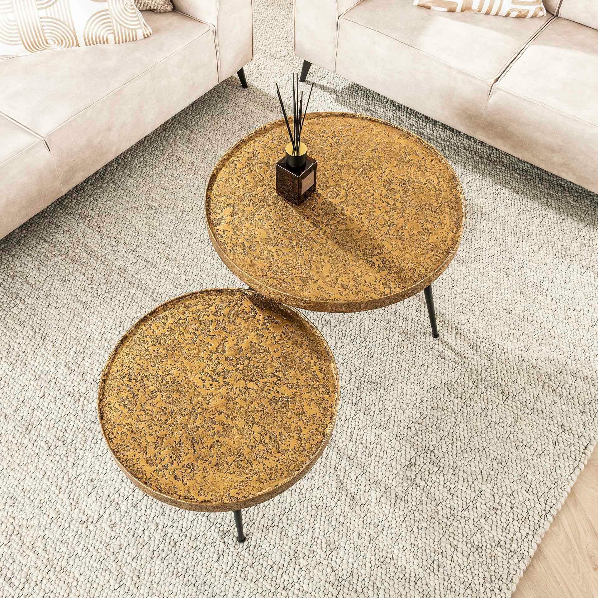 Table gigogne industrielle effet métal doré (lot de 2)