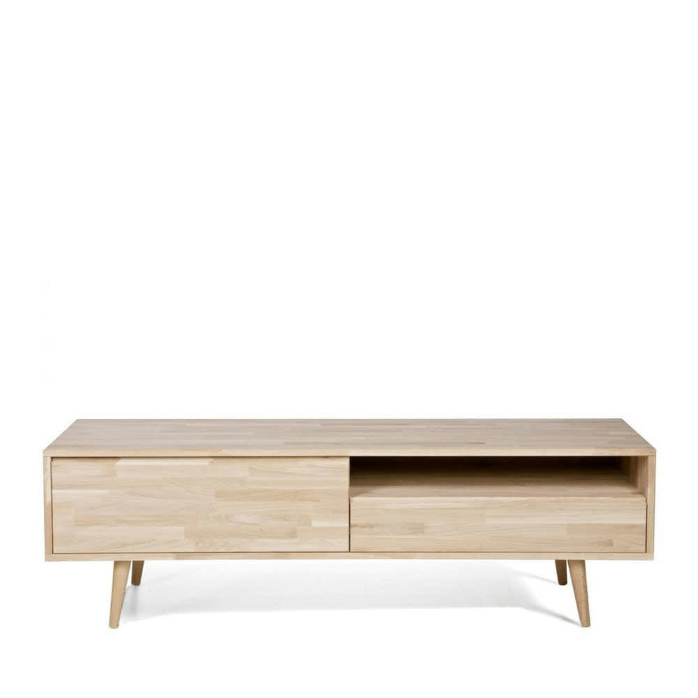 TYGO - Meuble TV scandinave chêne massif bois clair