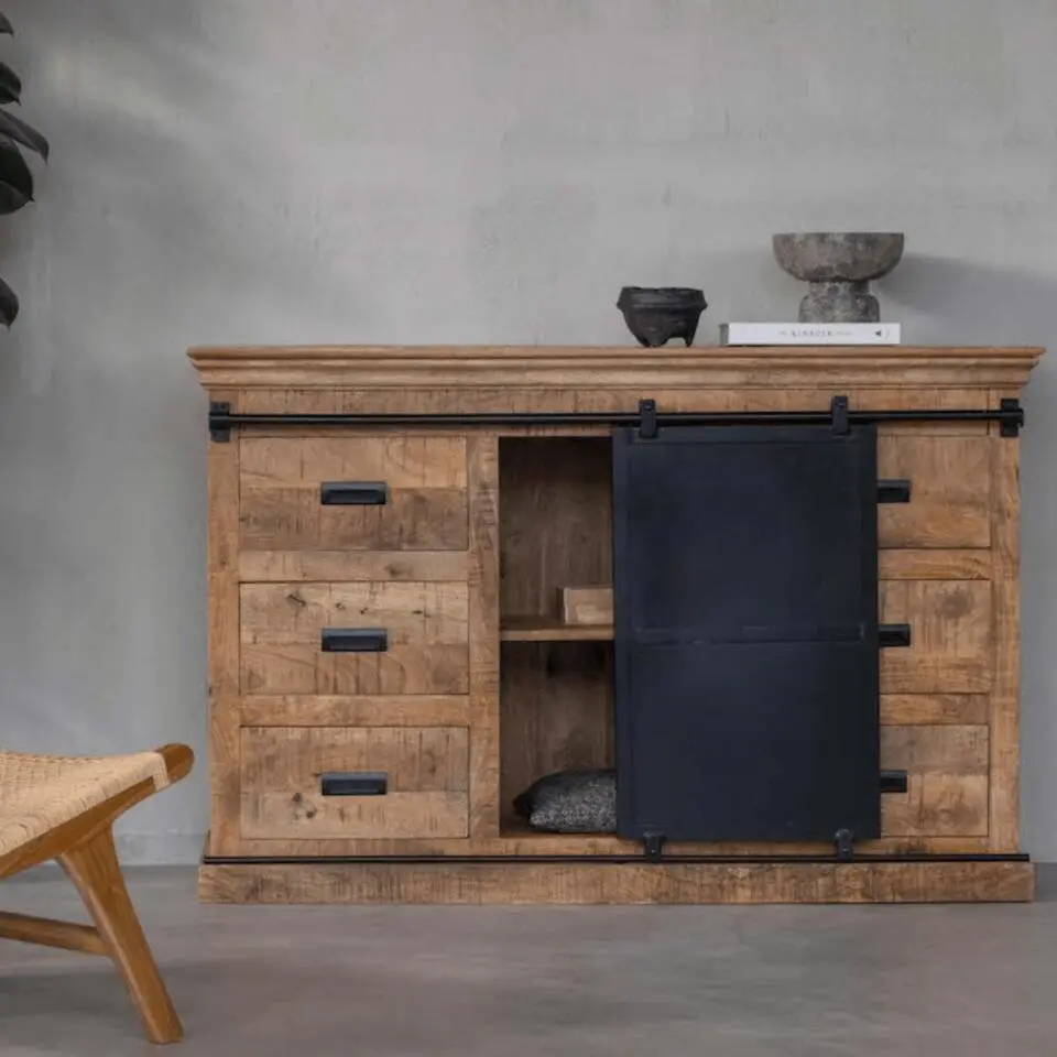 Mangohoutonline - Dressoir Newark 220cm Rechthoekig - Bruin - Mahom