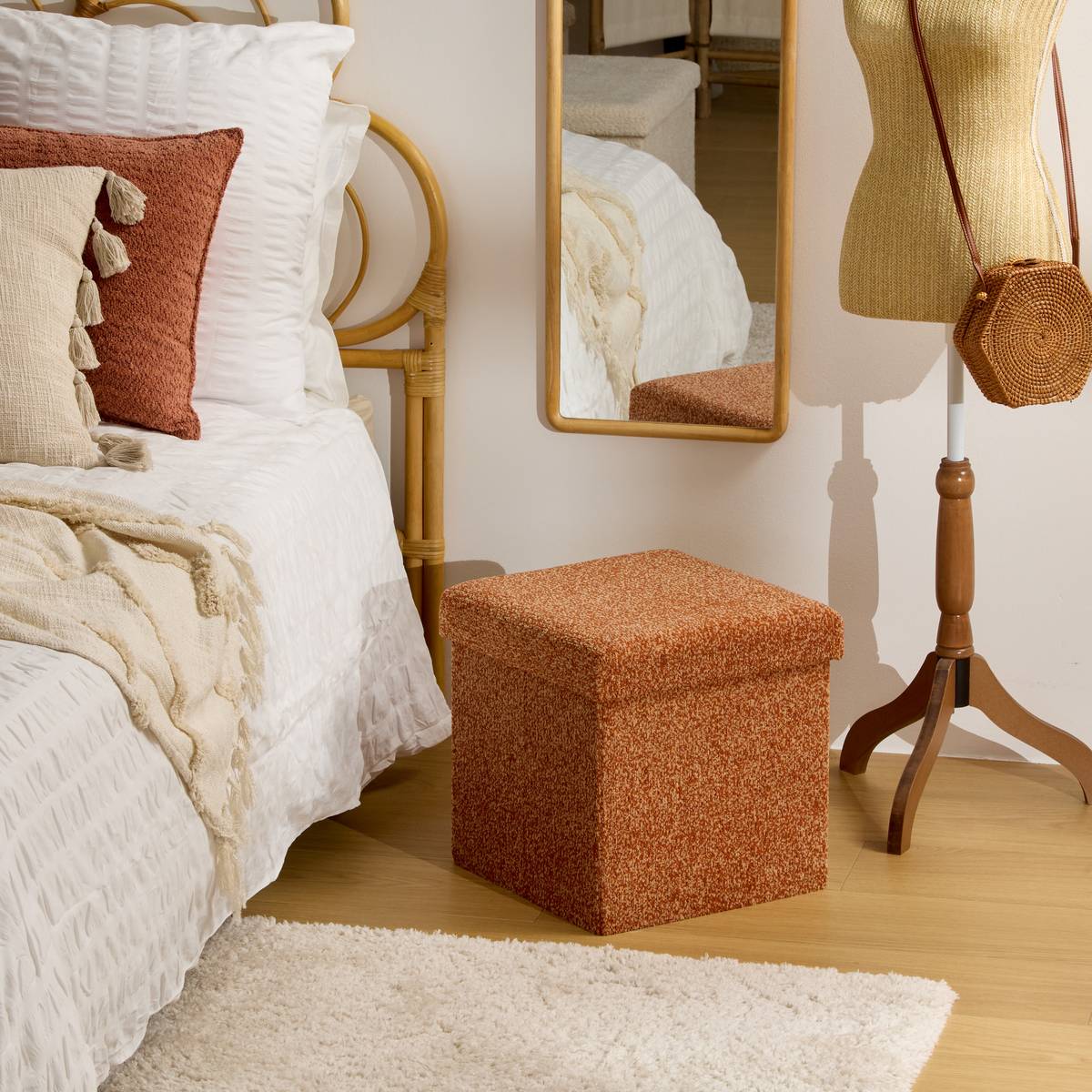 Folding Pouf "Oxia" Amber, 38x38 cm