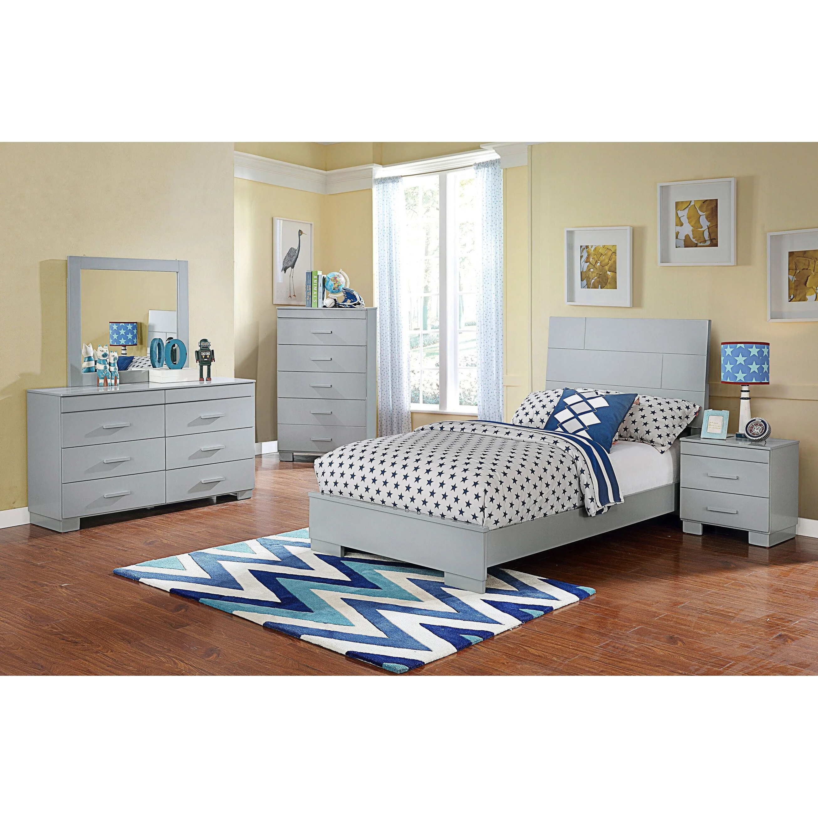 Angel Contemporary Glossy Finish Bedroom Set