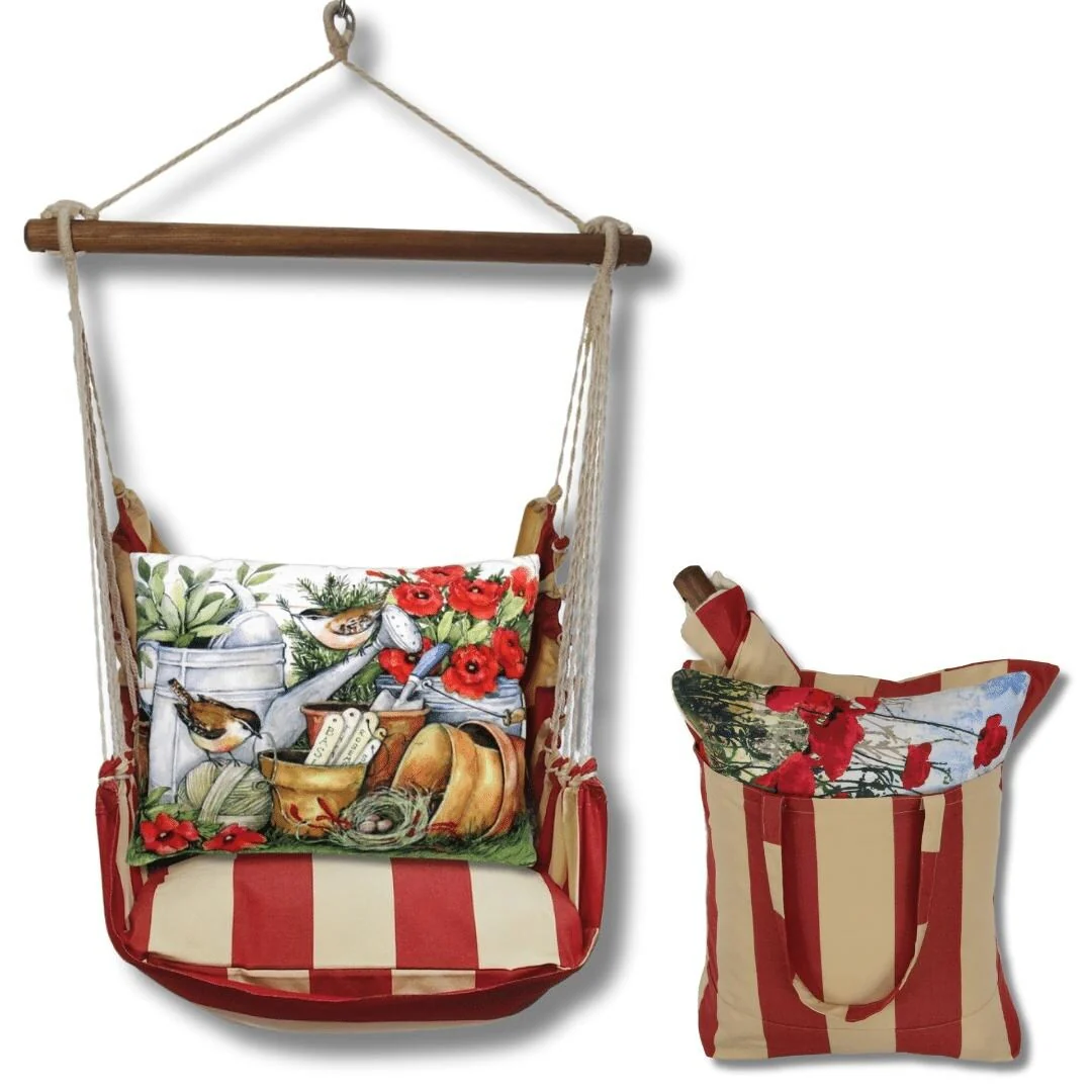 Magnolia Casual Swing Set 4 piece - Americana Stripe w/ Watering Can and Flower Pots