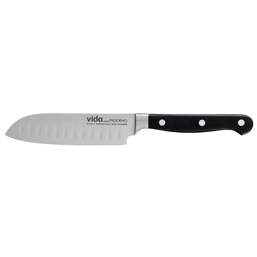 Vida by PADERNO Stainless Steel Triple Rivet Santoku Knife, Ergonomic Grip, 5-in