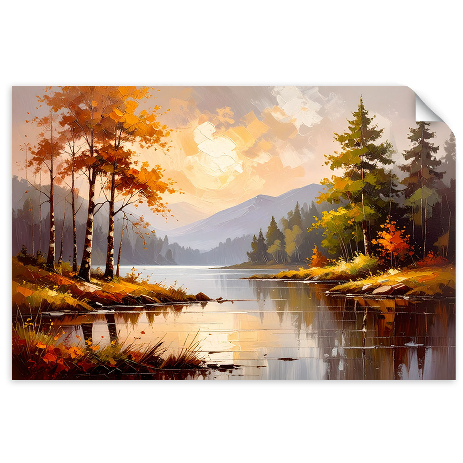 Naklejka samoprzylepna do salonu Feeby Rzeka Drzewa Krajobraz górski 30x20