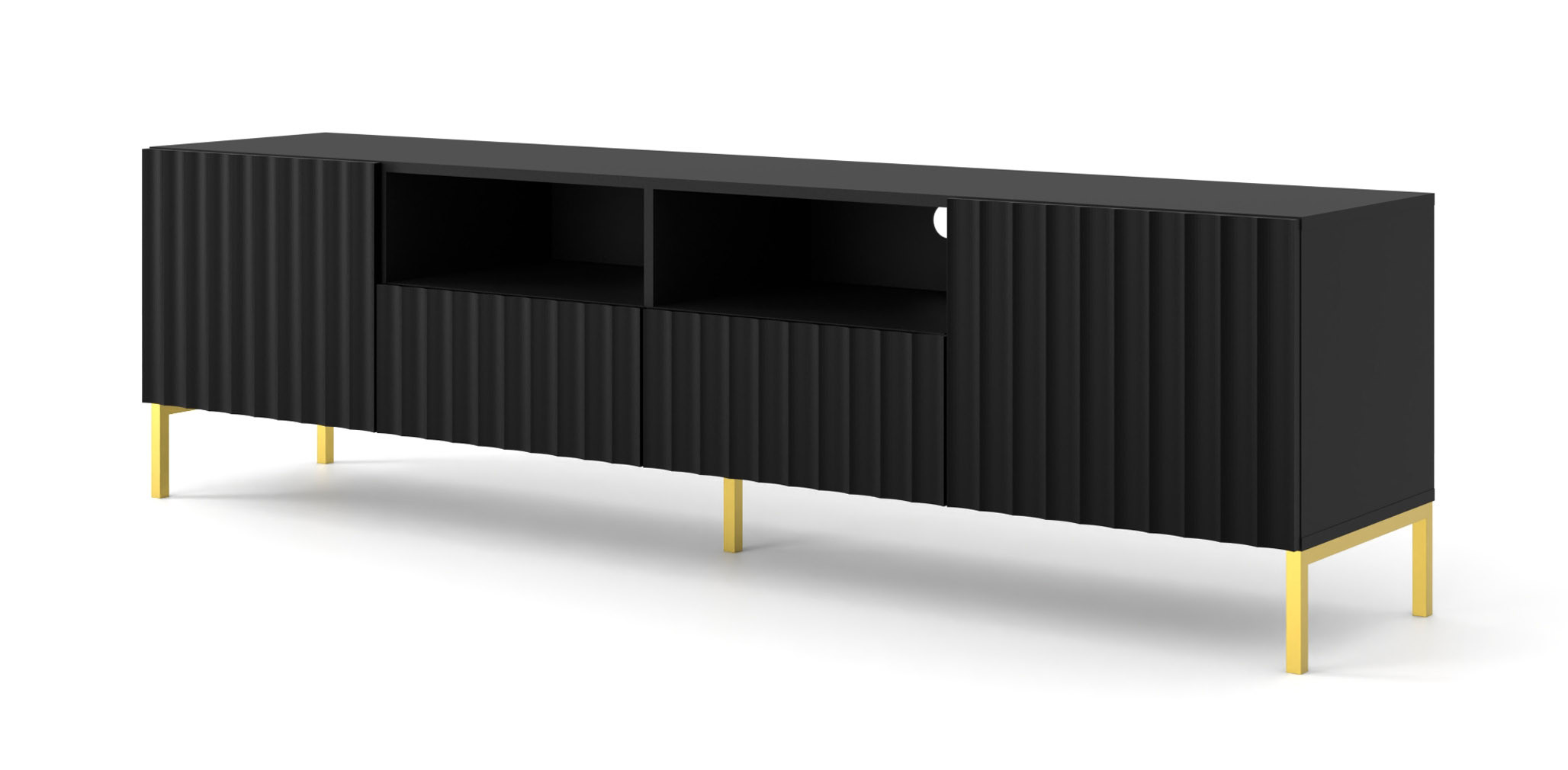 Szafka RTV WAVE 200 cm 2D2S frez czarny mat