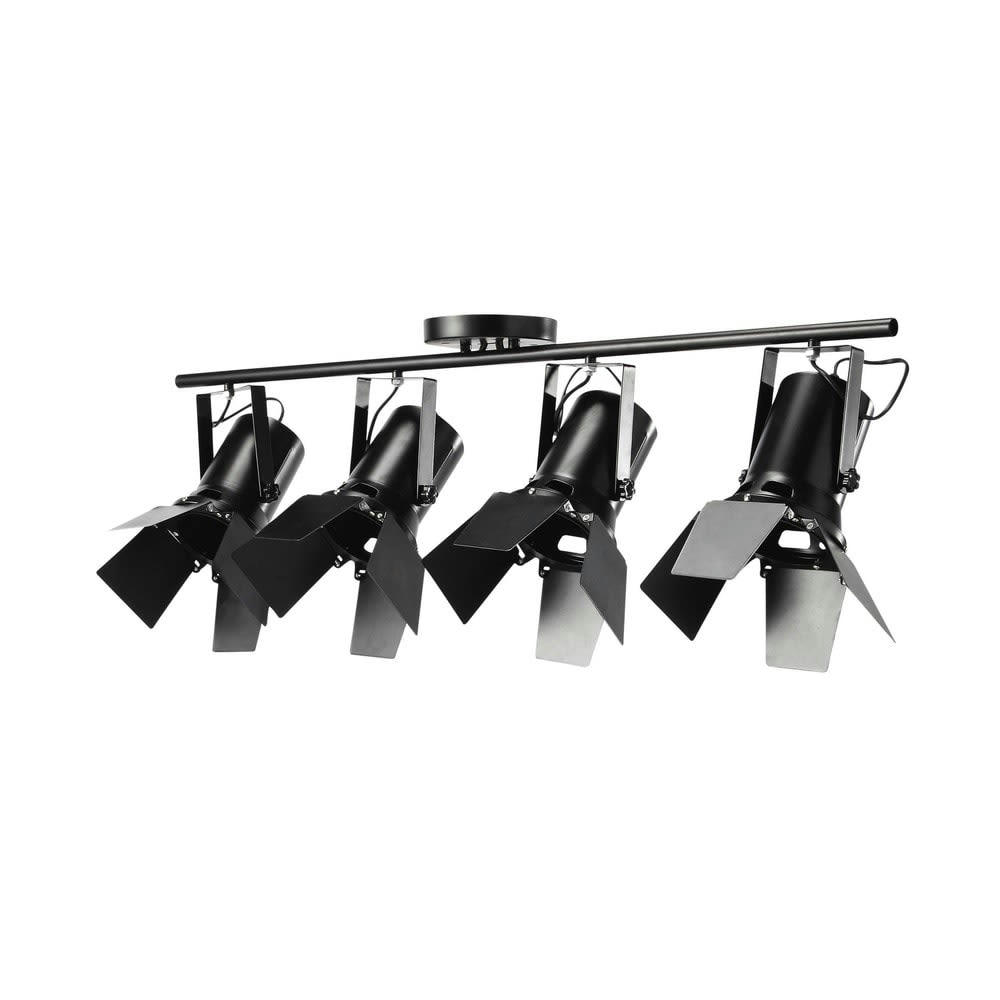 Hollywood - Suspension industrielle 4 spots orientables en métal noir