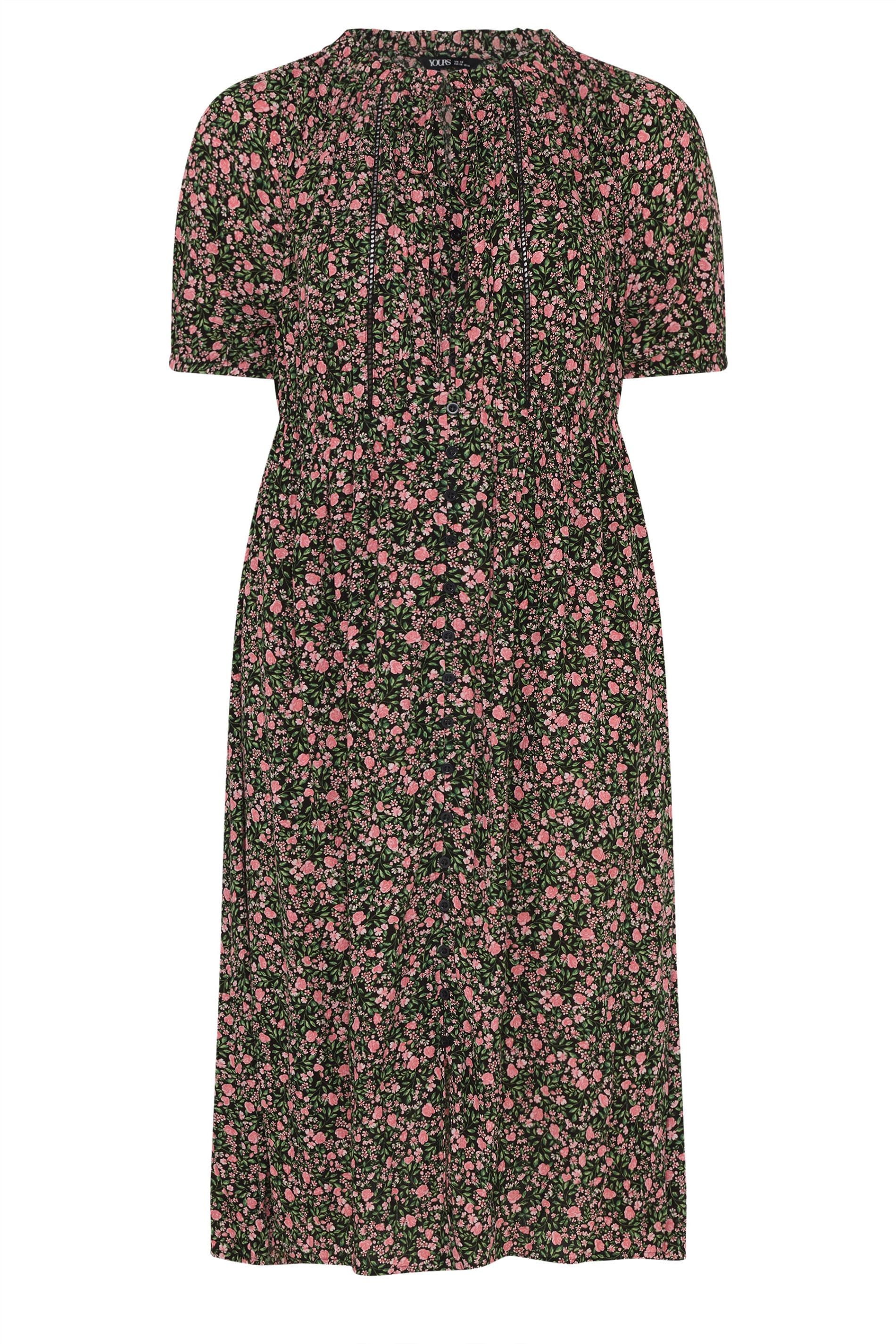 Yours Ditsy Floral Pintuck Maxi Dress