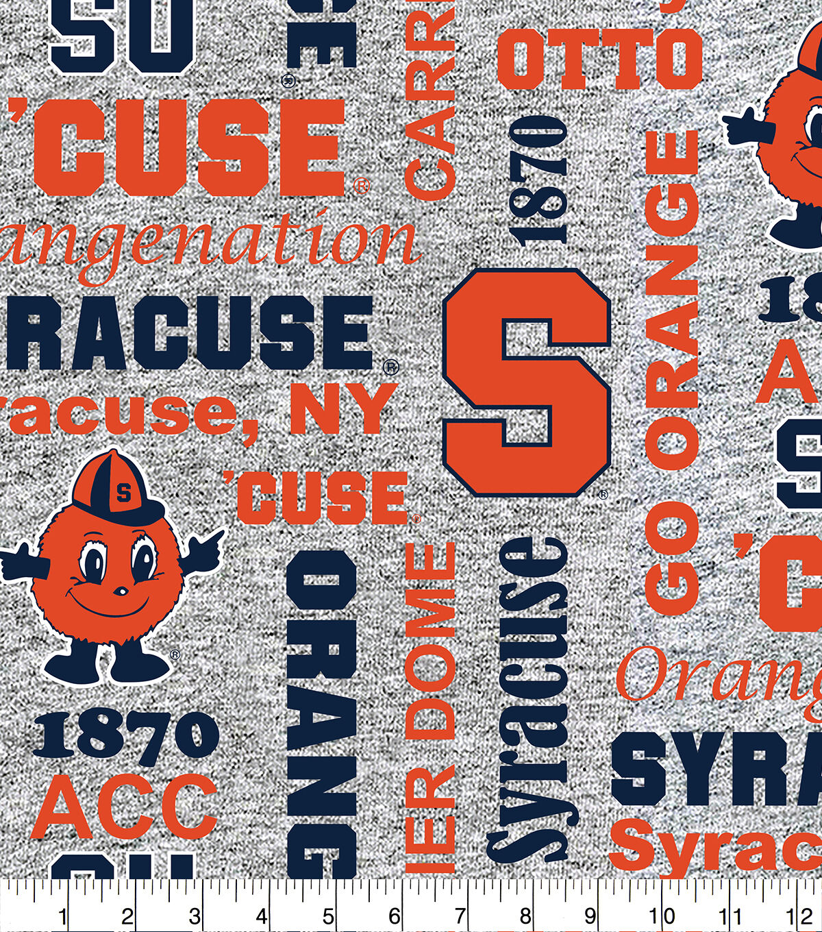 Syracuse University Fleece Fabric Heather Verbiage