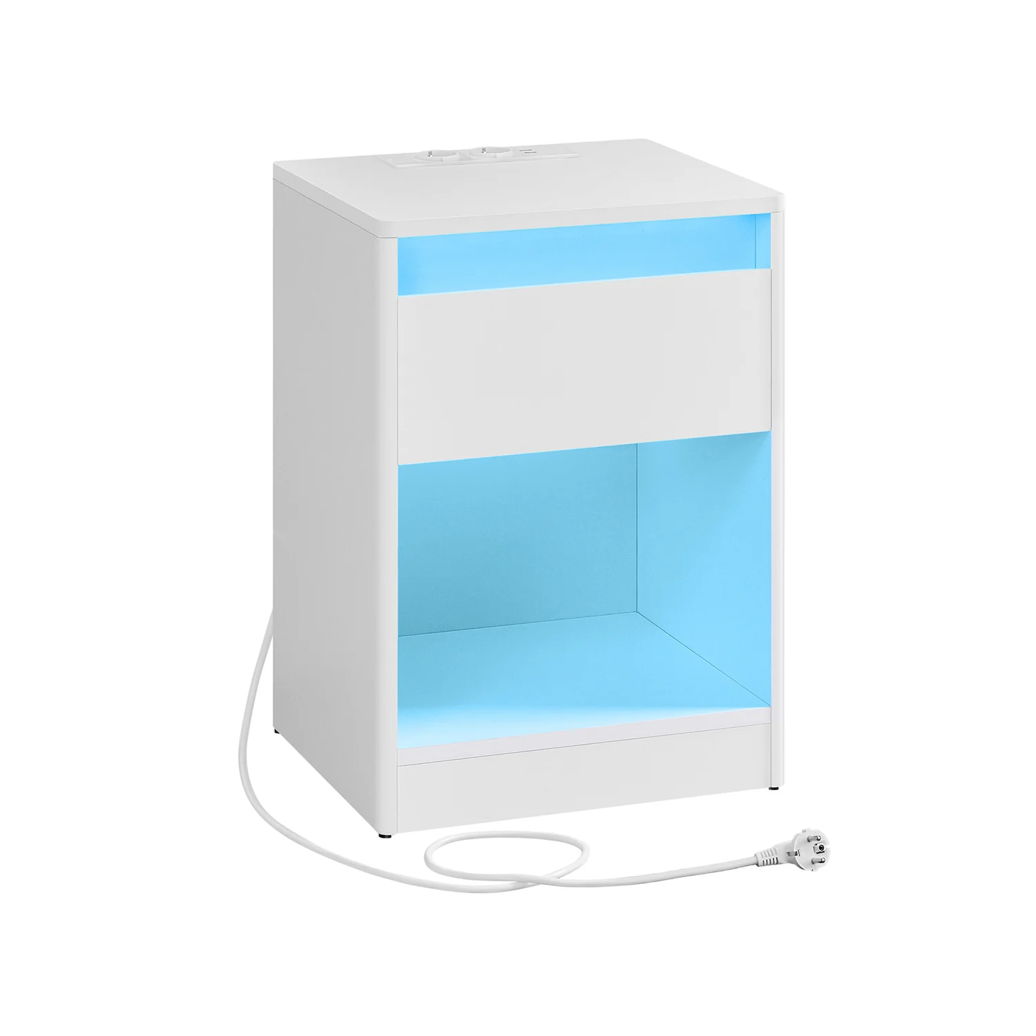 Table de nuit avec multiprise 2 prises électriques 2 ports usb