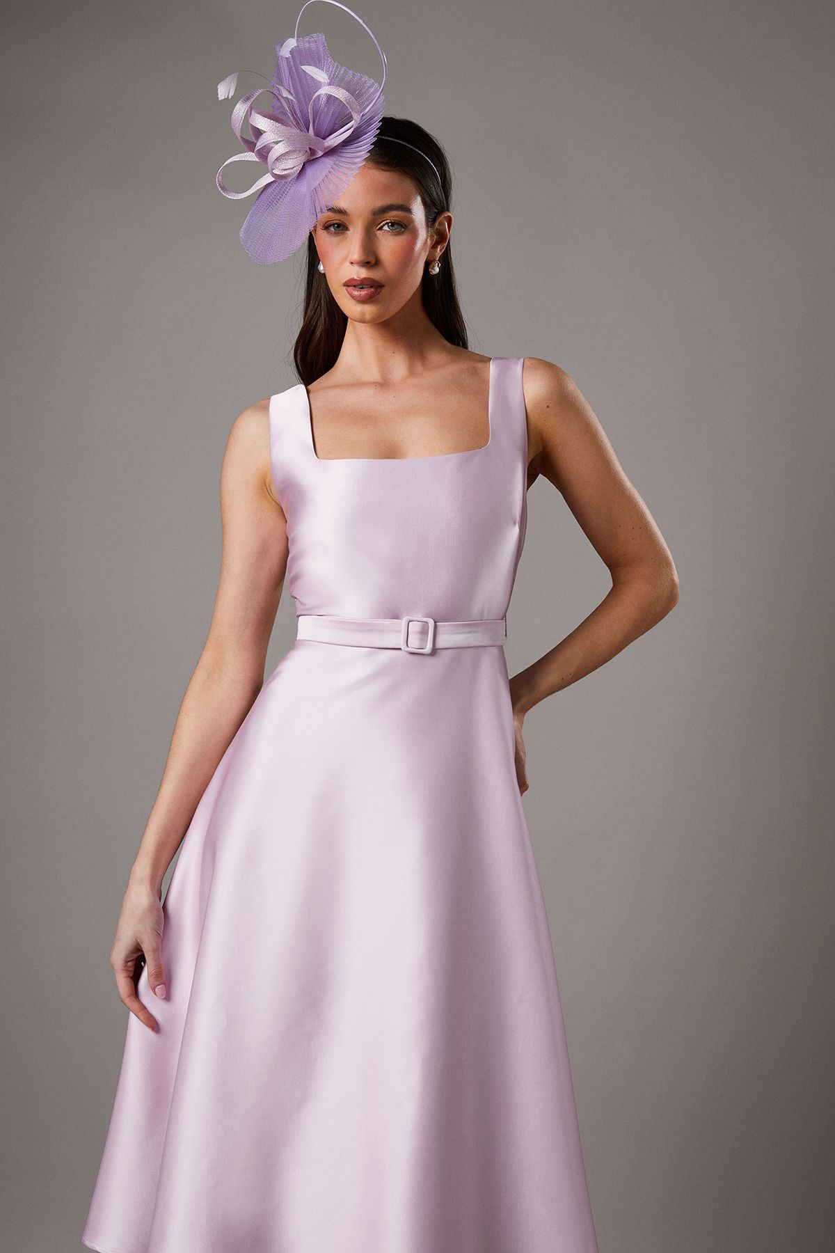 Coast Petite Belted Twill Midi Dress