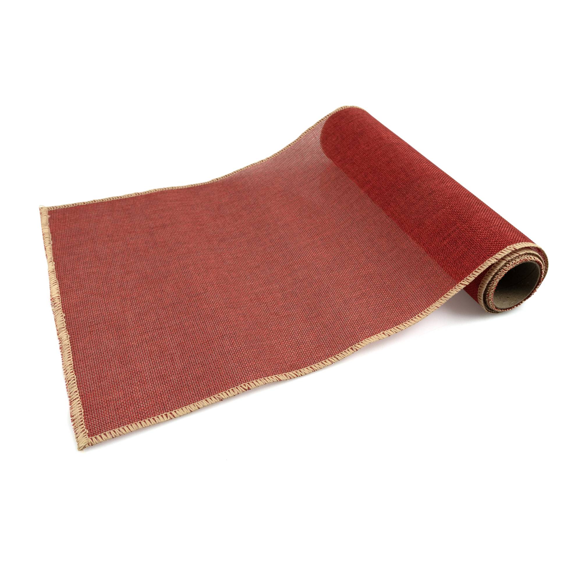 Red Faux Hessian Table Runner 1.8m