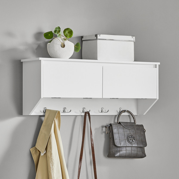 SoBuy Wieszak ścienny z półką Biały 80x20x30cm Nowoczesny FHK24-W