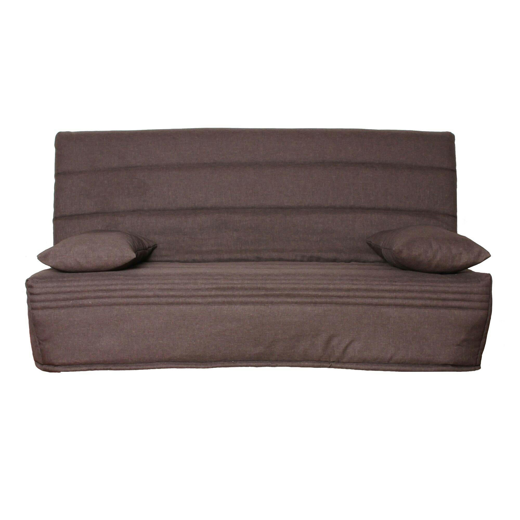 ORTENSE - Banquette clic-clac avec matelas en mousse taupe