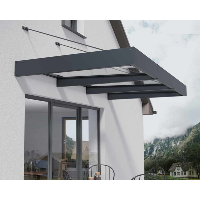Marquise de porte Sophia XL gris foncé 286 x 140 cm CANOPIA