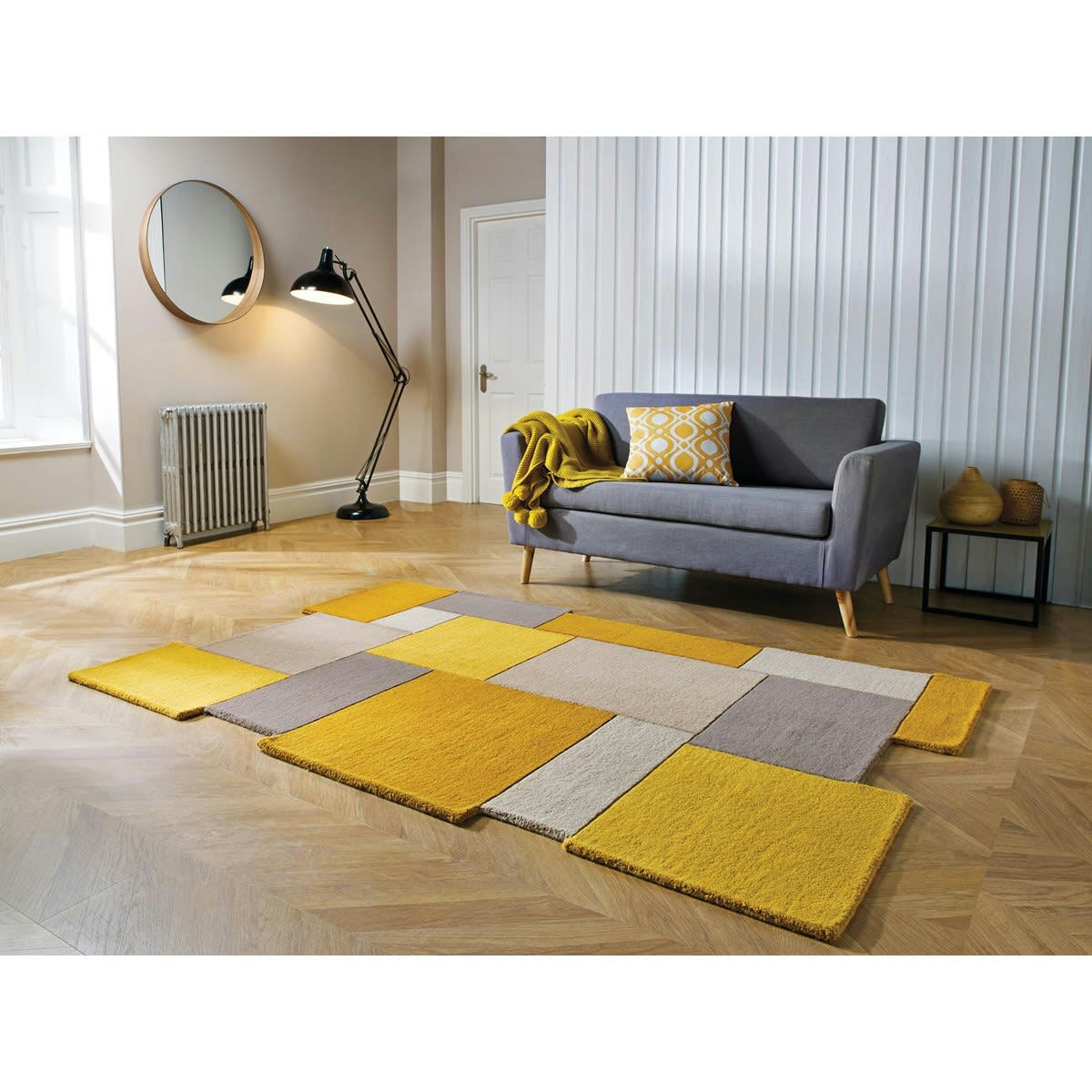 ARTY - Tapis design en Laine Jaune moutarde 200x290 cm