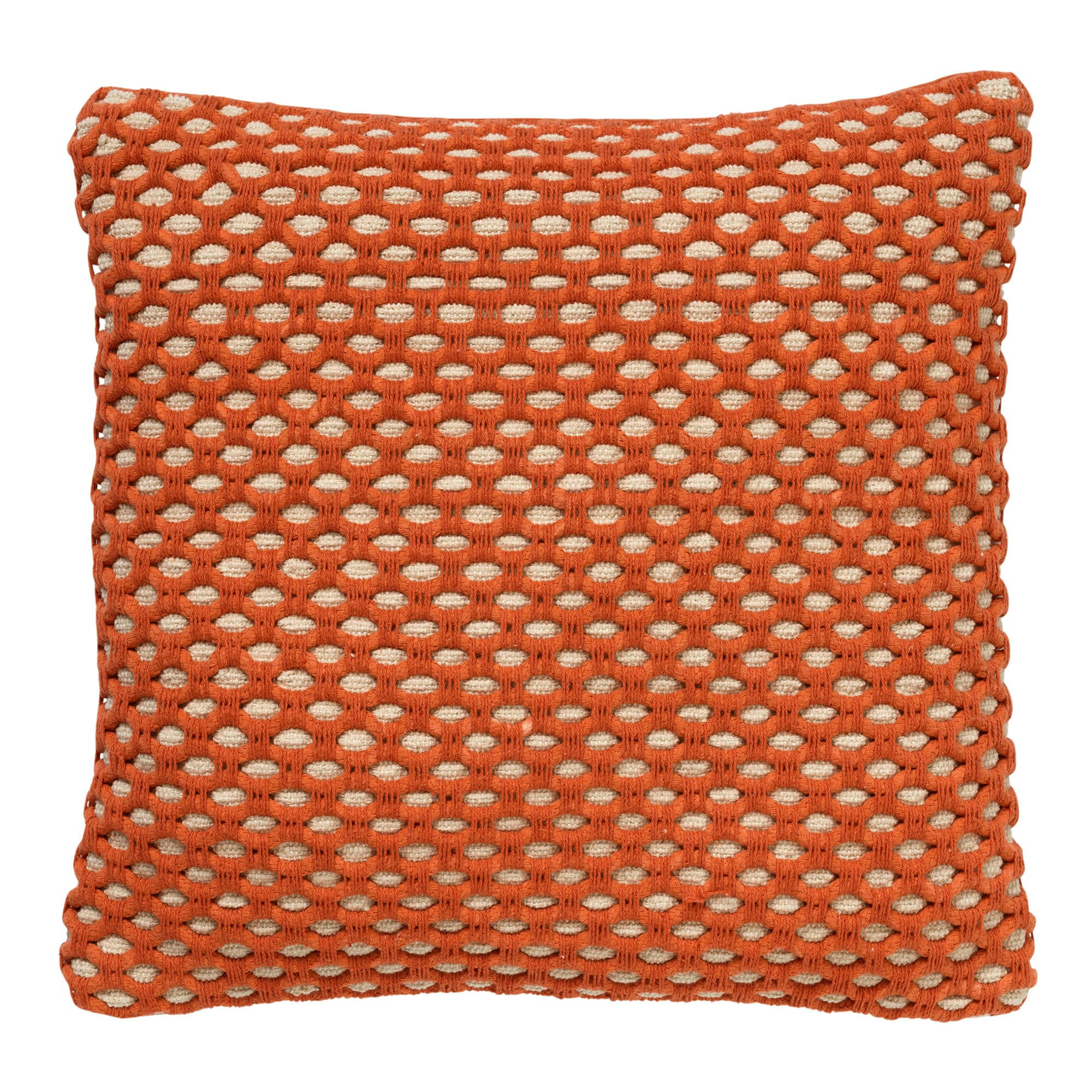 DENLEY - Coussin - orange doux 45x45 cm avec un motif à carreaux