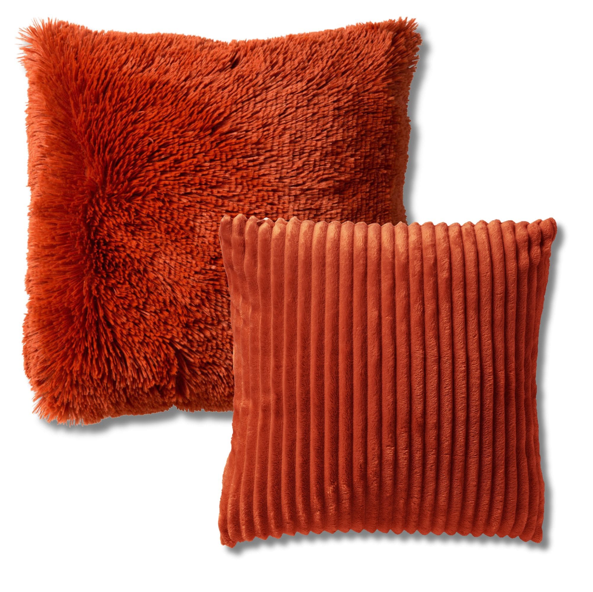 KUSSENSET - 2-delig - Cosy Layers - 60x60 cm, 45x45 cm - inclusief binnenkussens - oranje