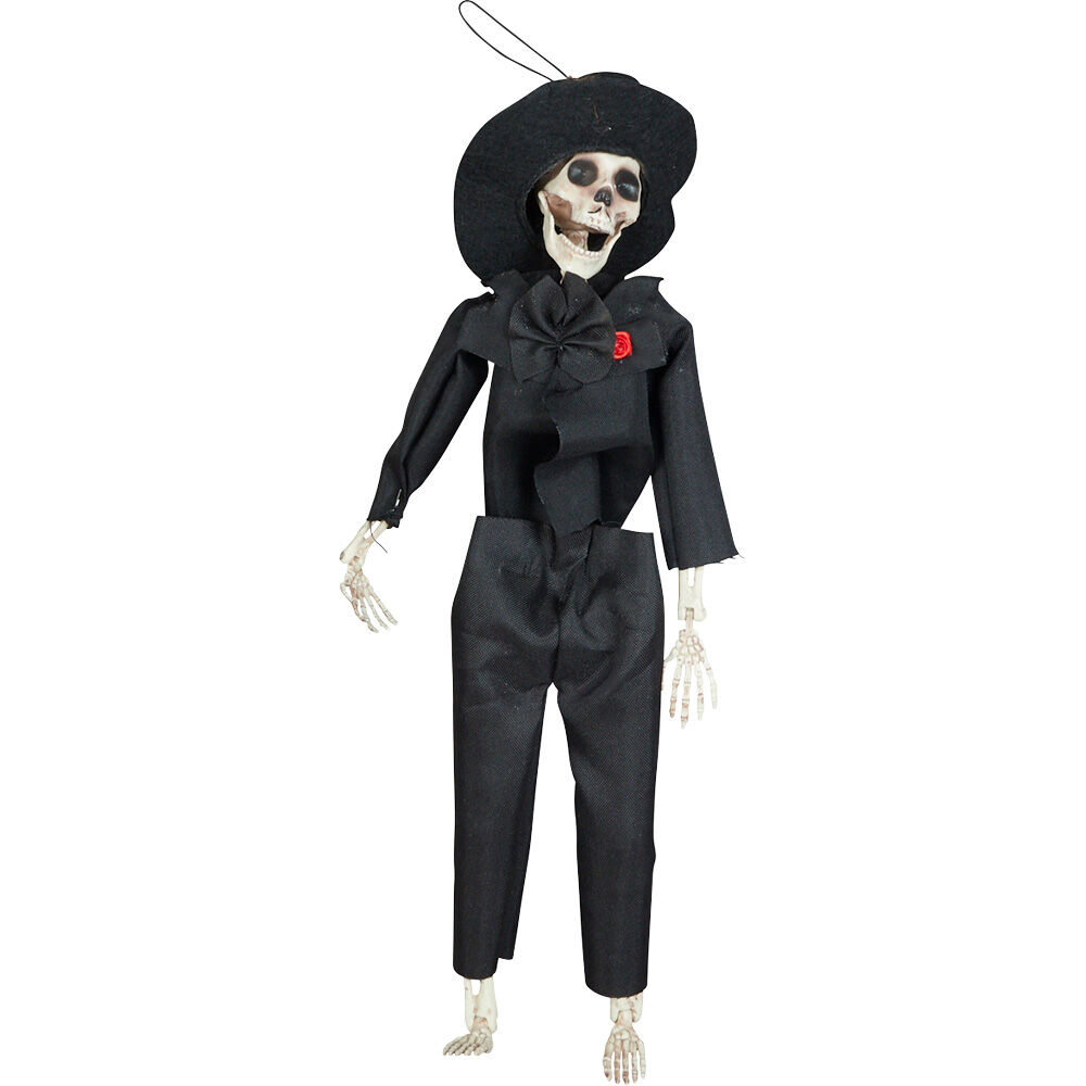 Squelette à suspendre Halloween tenue noire