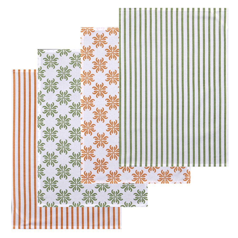 Torchon x4 polycoton imprimé 45x65cm