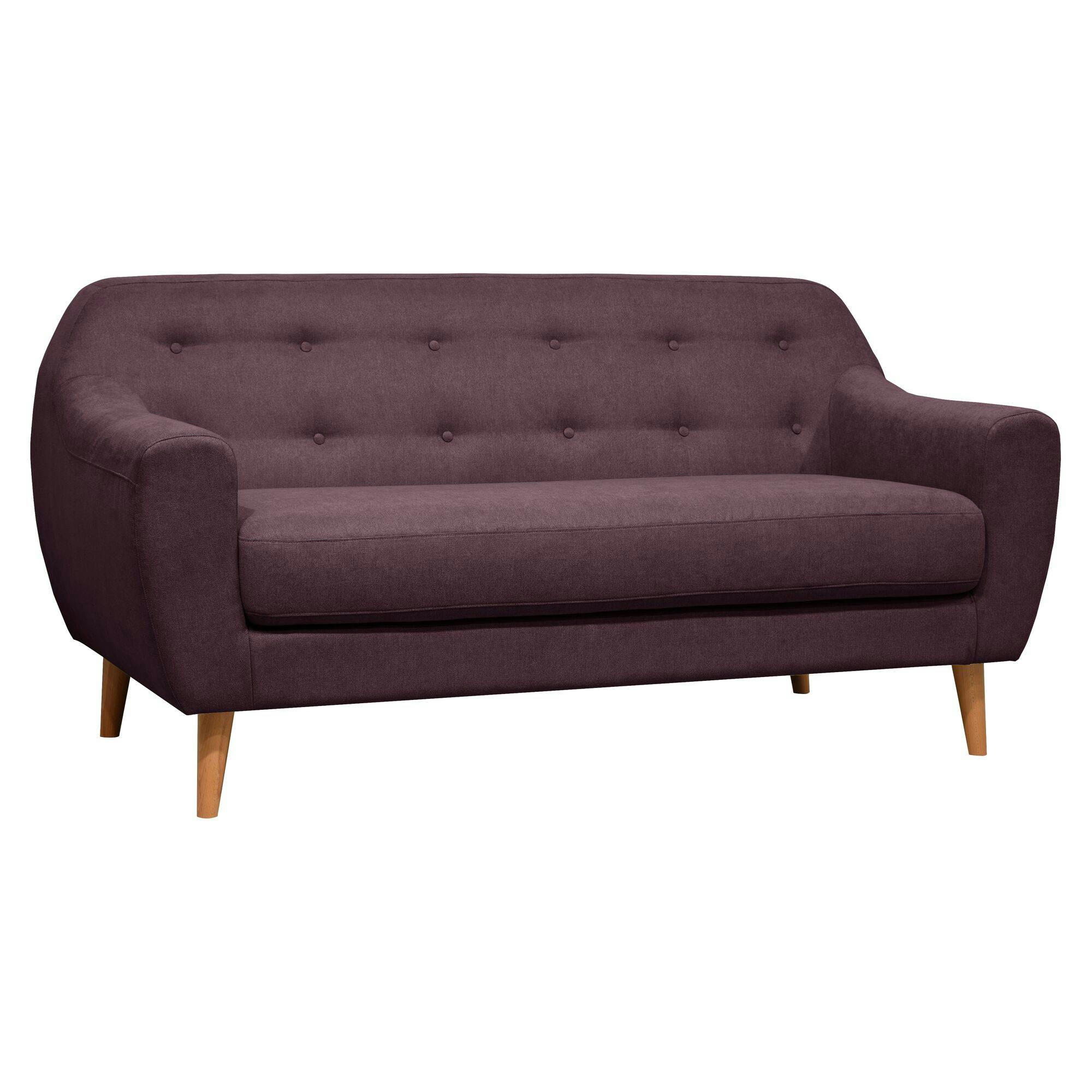 AGATHE - Canapé fixe en tissu 2 places prune