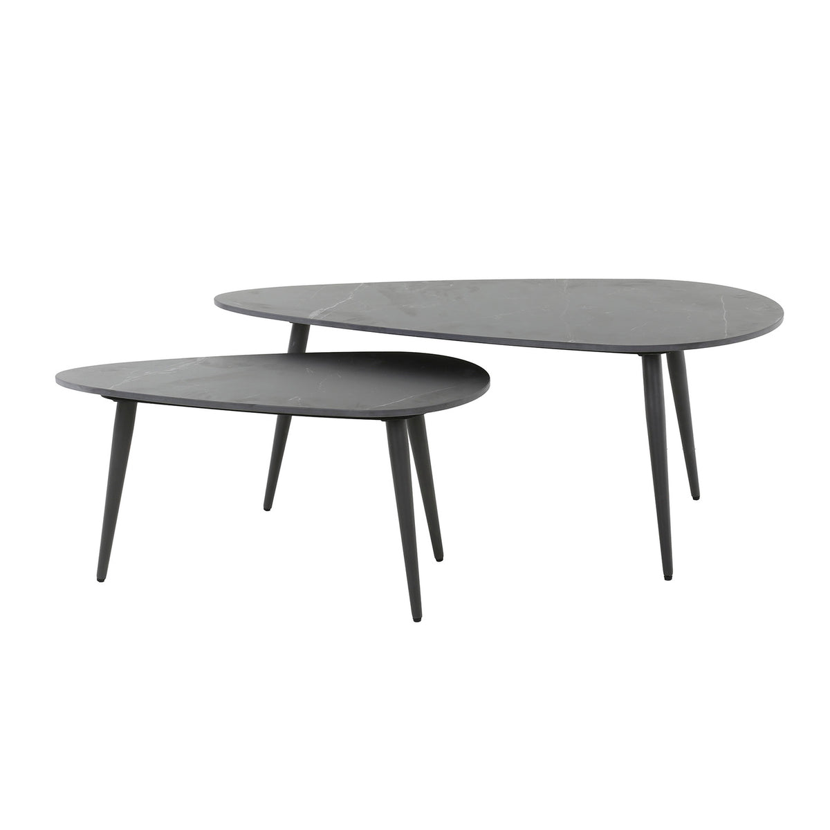 Giga Meubel Salontafel Ceramic Niervormig - Zwart Keramiek - Set van 2