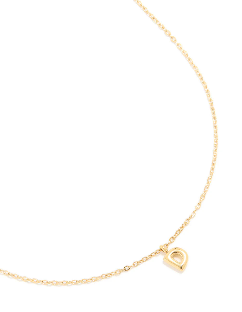 Waterproof Gold Plated Stainless Steel Mini Bubble Letter D Necklace