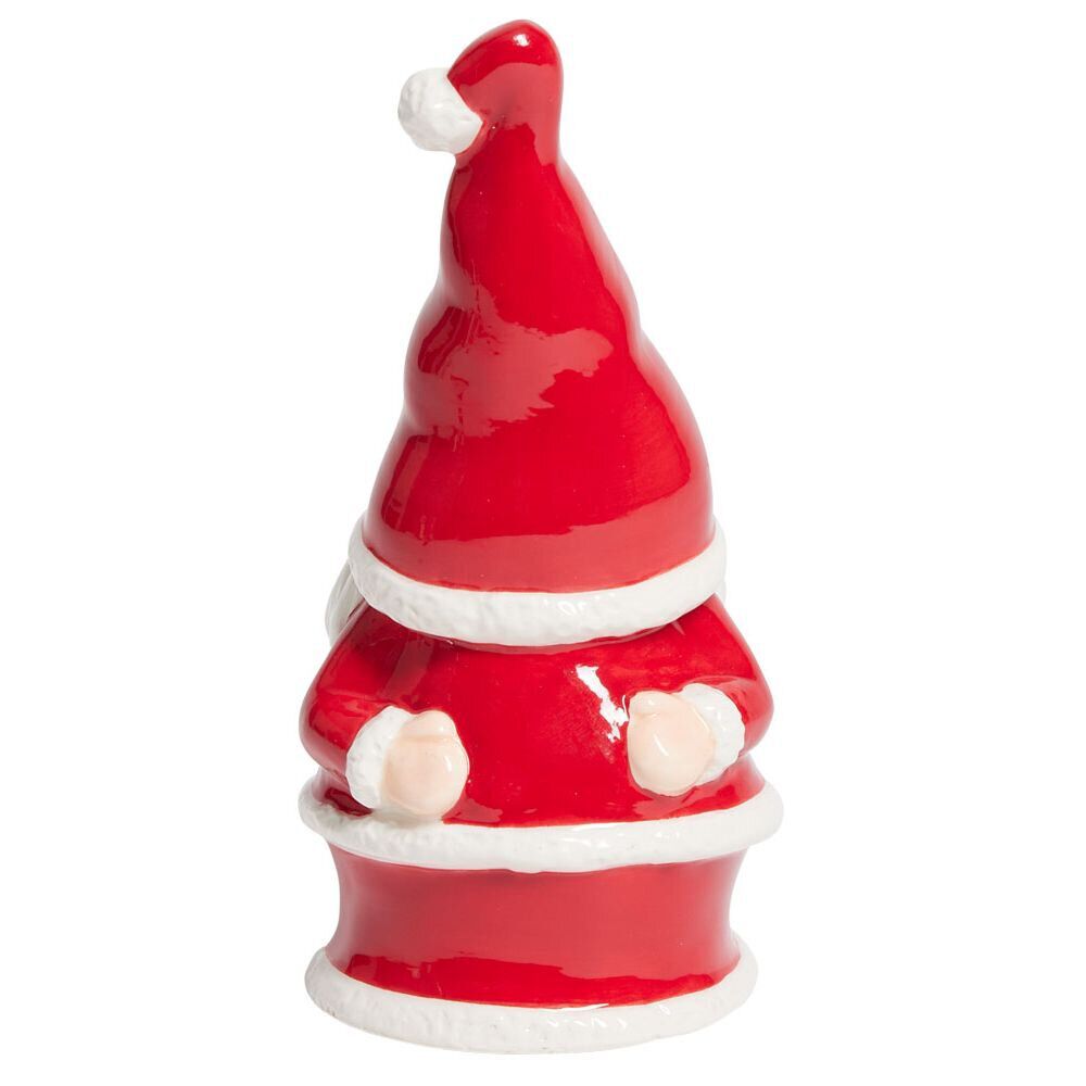 Père No&euml;l lumineux 1LED céramique rouge et blanc H15,5cm