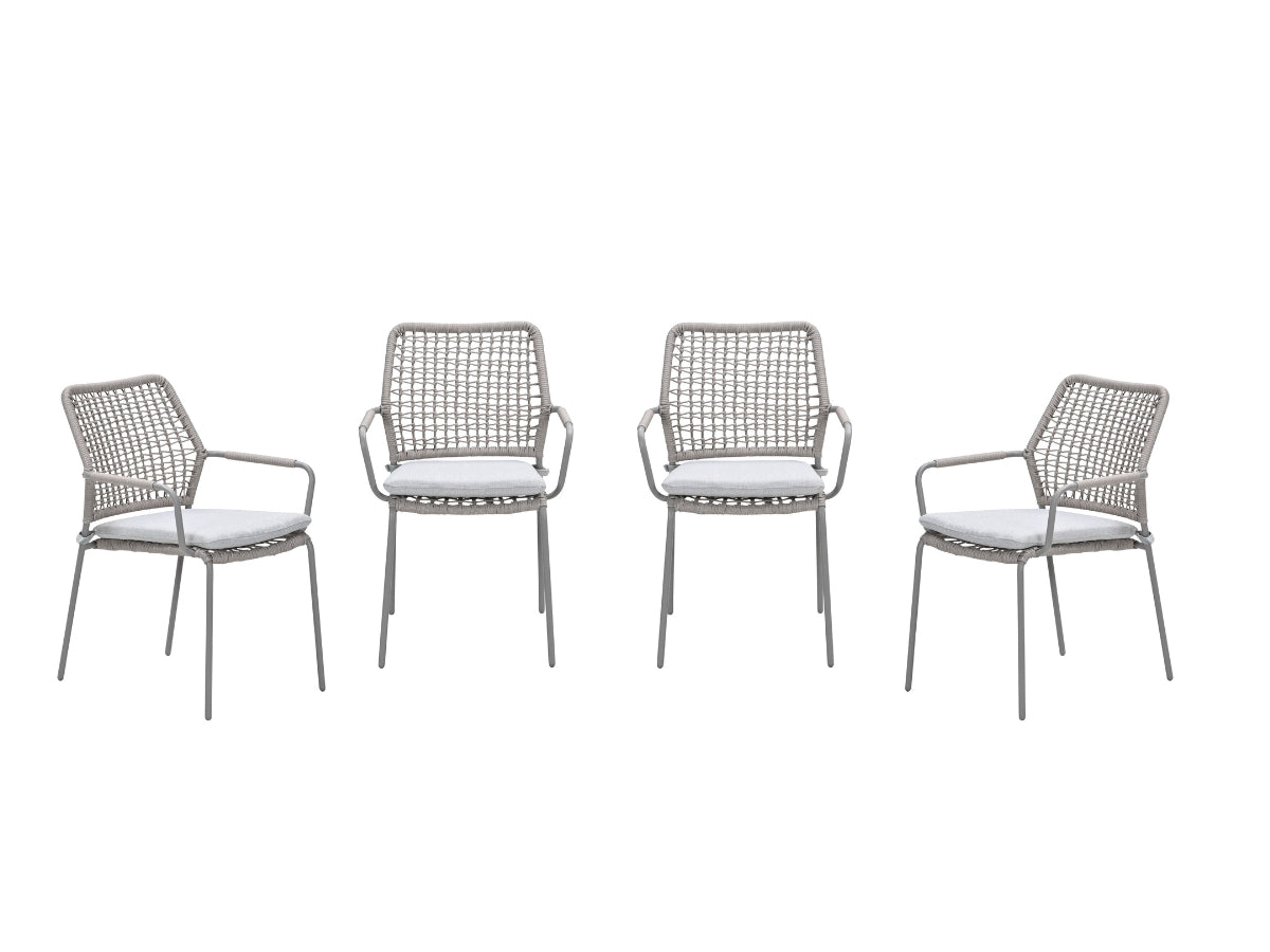 Garden Impressions Swifty tuinstoelen set van 4 – taupe / rope natural sand