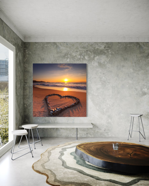 Feeby Obraz na płótnie, Plaża Serce Miłość 30x30