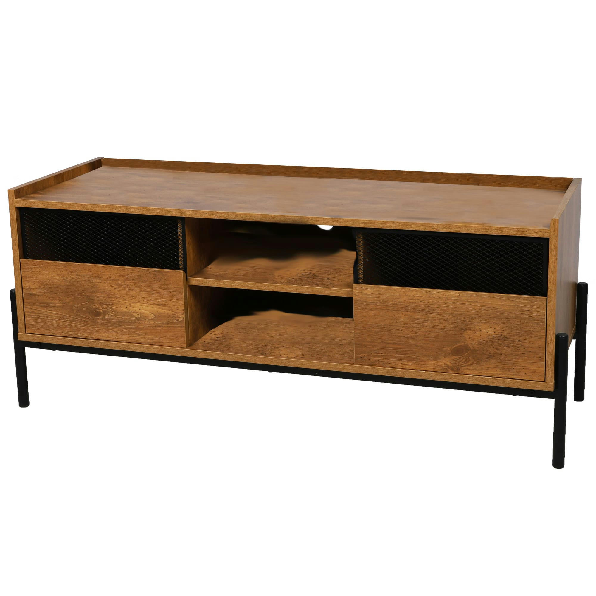 - Meuble de télévision bois et métal noir 115x39x47cm