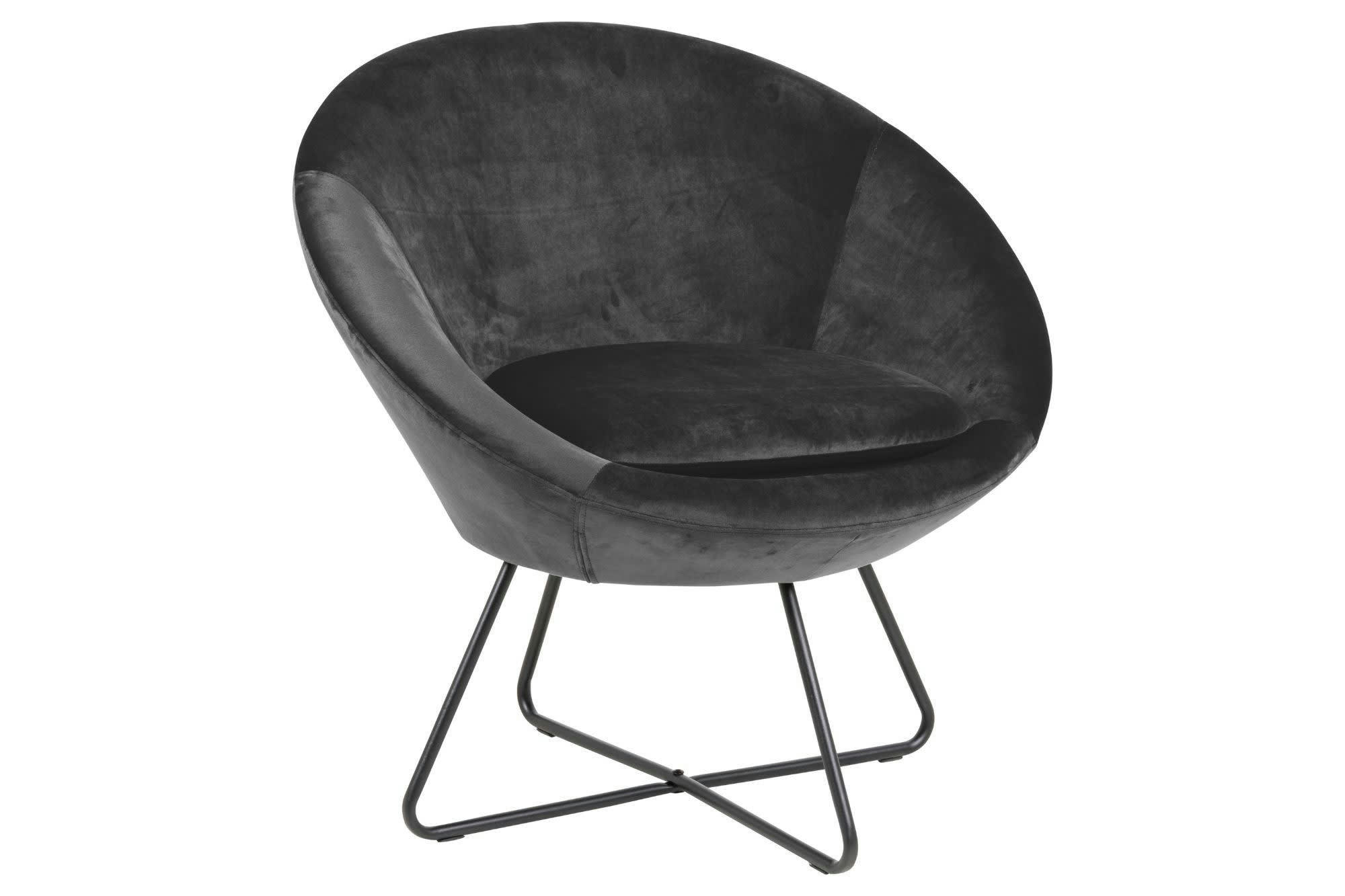 SCOTT - Fauteuil moderne en velours et métal