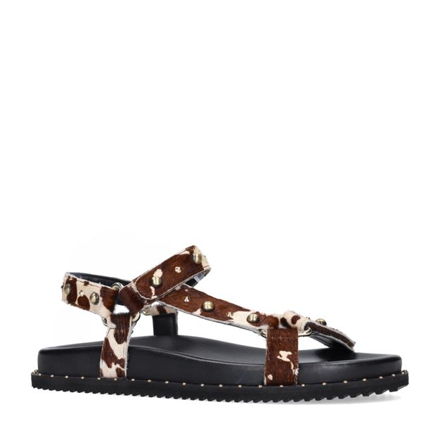 Cow print leren sandalen