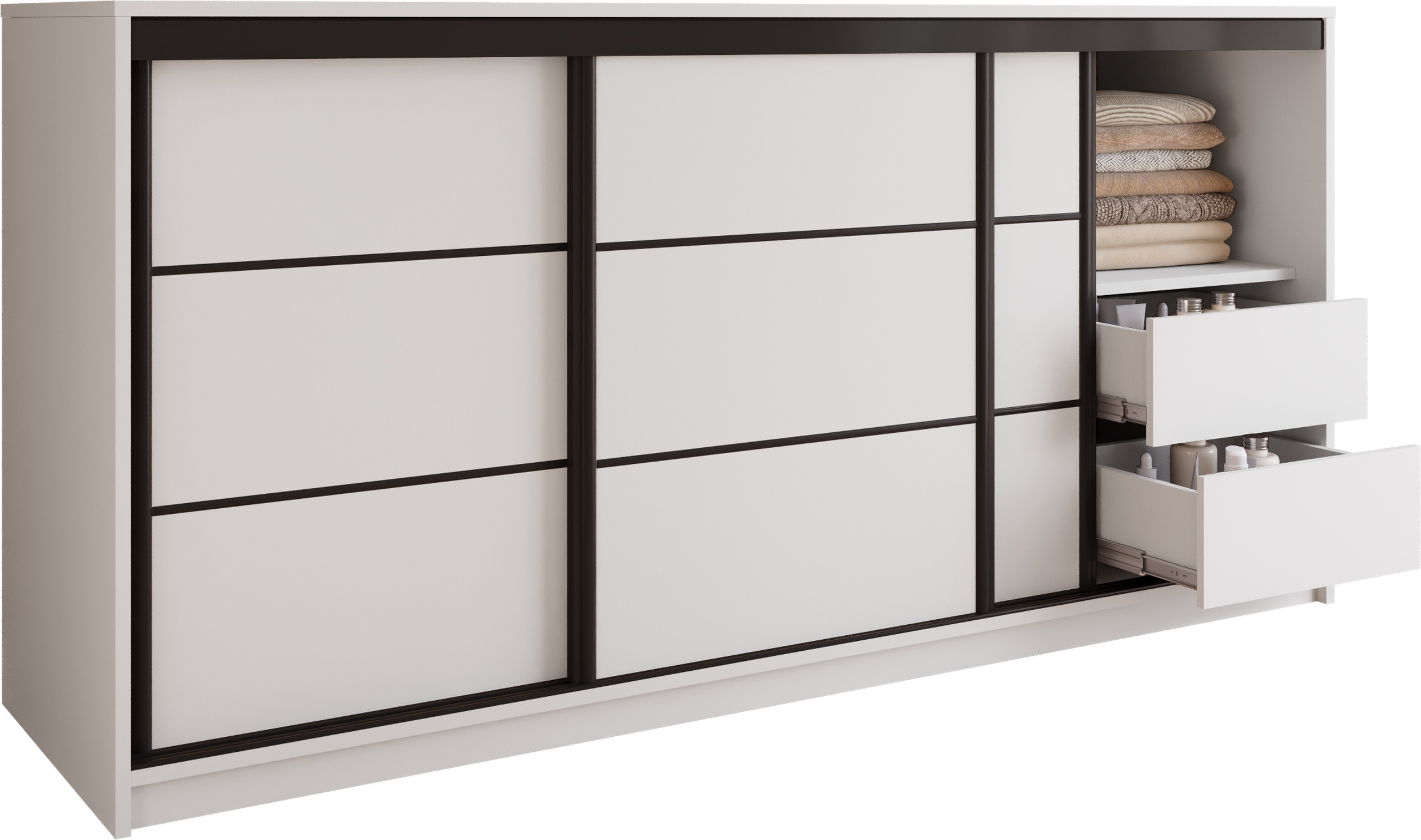 Komoda przesuwna 200 cm nowoczesna LOFT biały mat