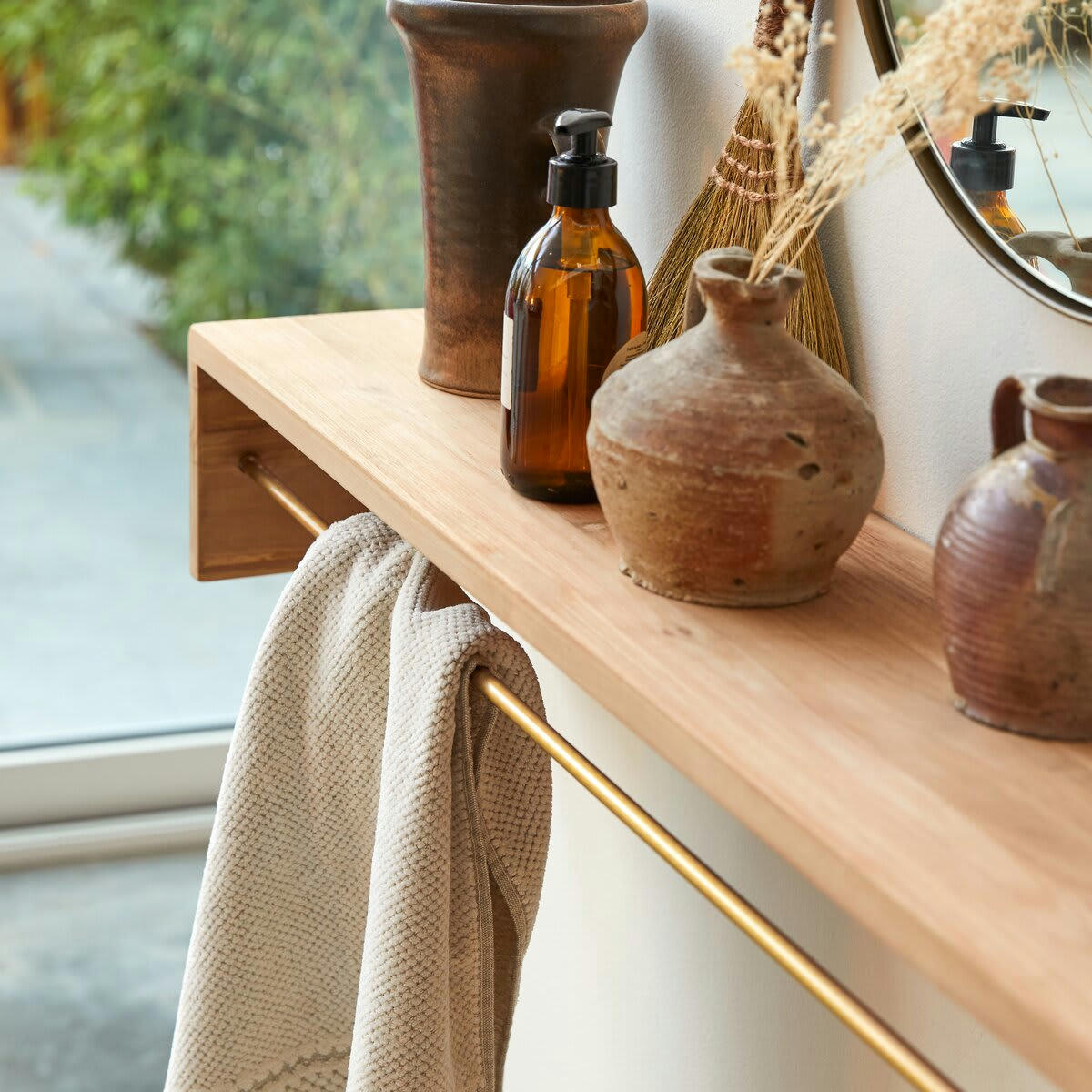 SASHA - Porte serviette mural en teck massif 100 cm