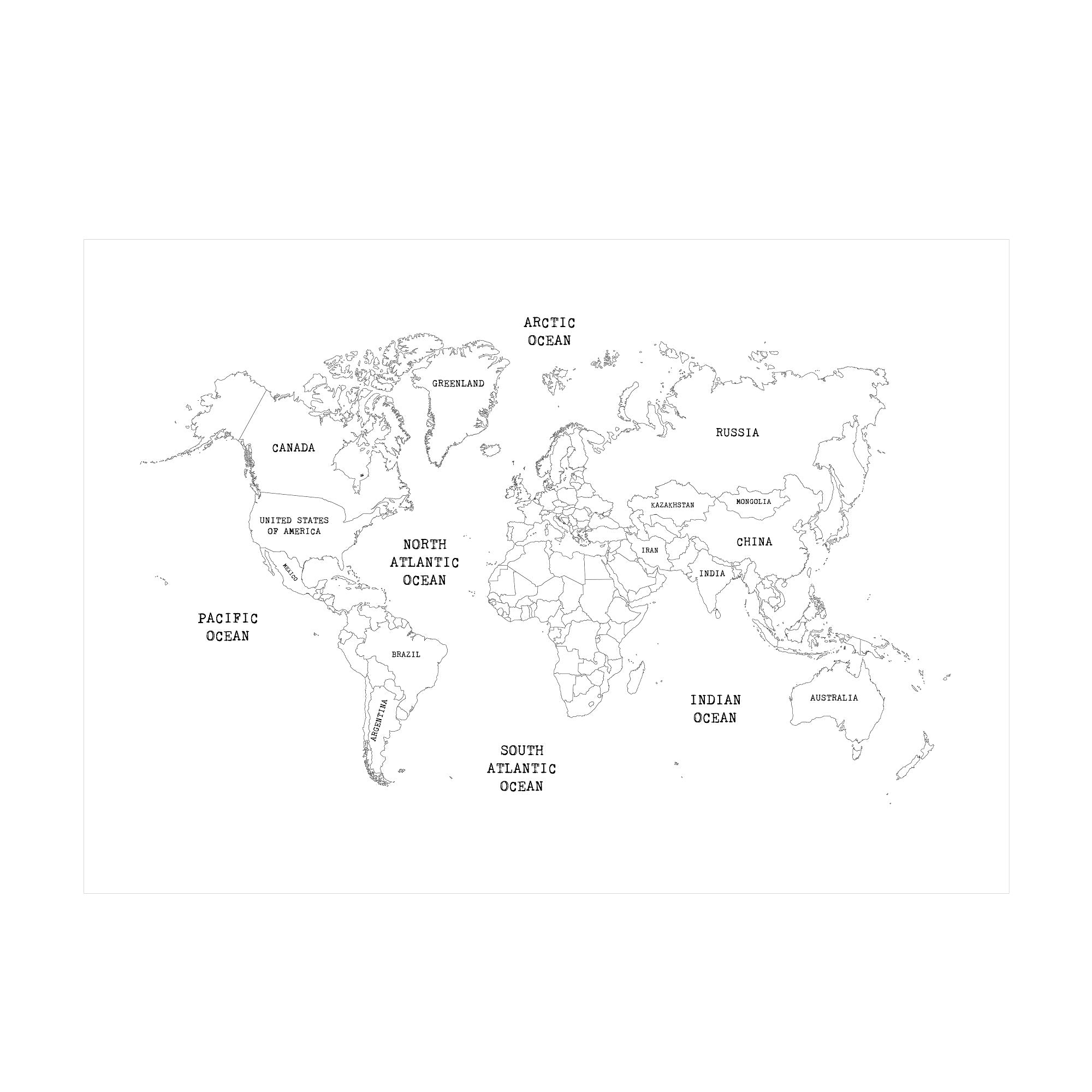 Superfresco Easy Fotobehang - Wereldkaart - Wit/Zwart - 280x400cm