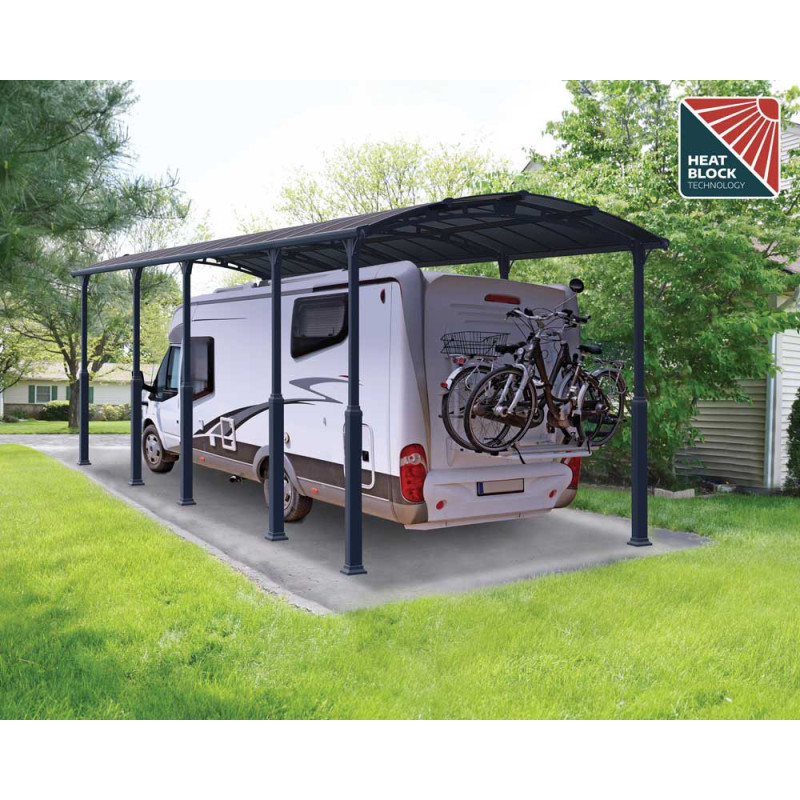 Carport en aluminium Alpine gris foncé 33,6 m²