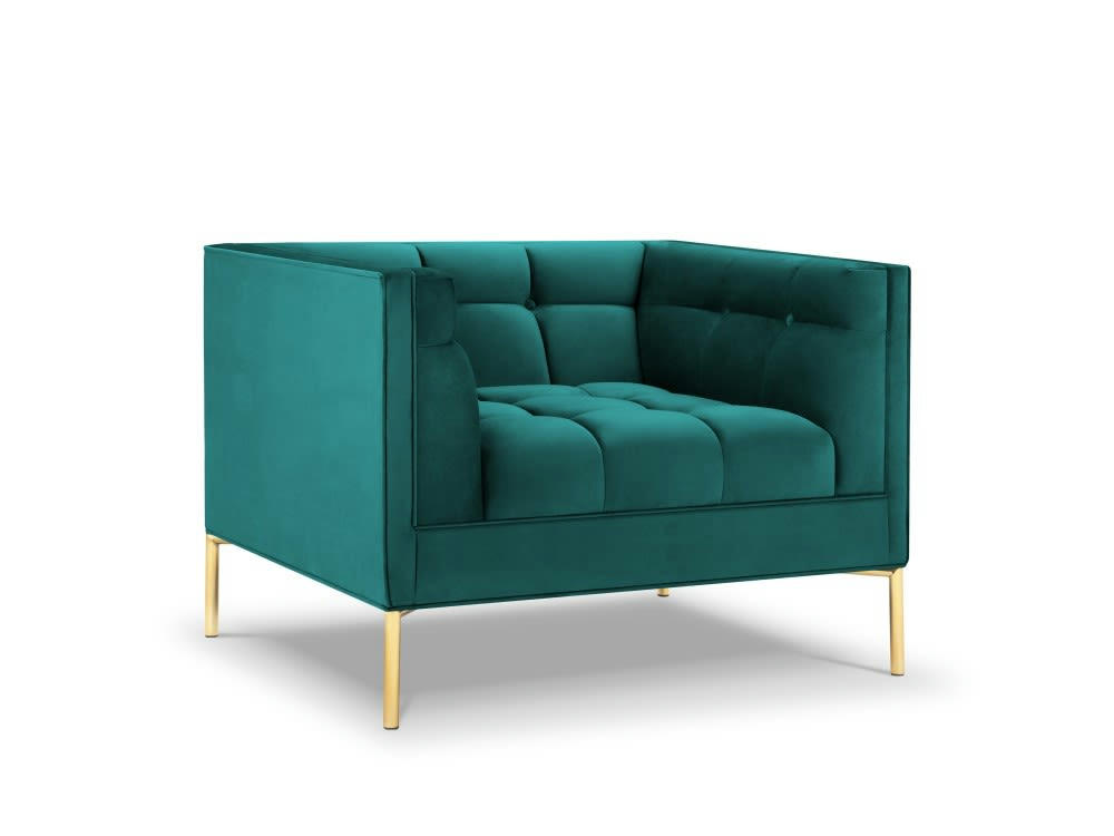 KAROO - Fauteuil velours turquoise