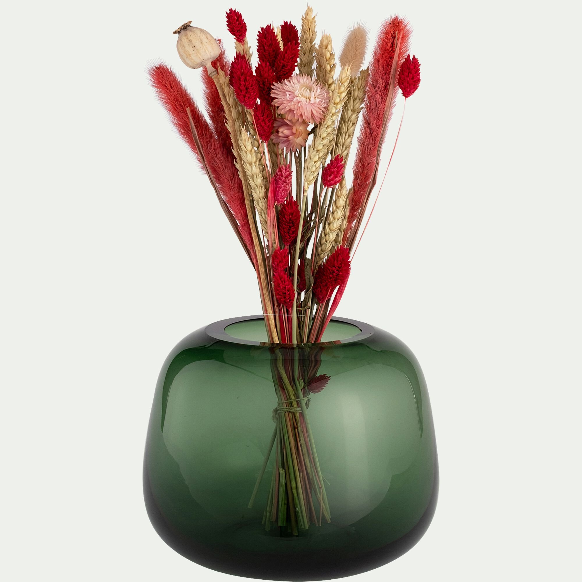 MANDILO - Vase classique en verre H16cm - vert