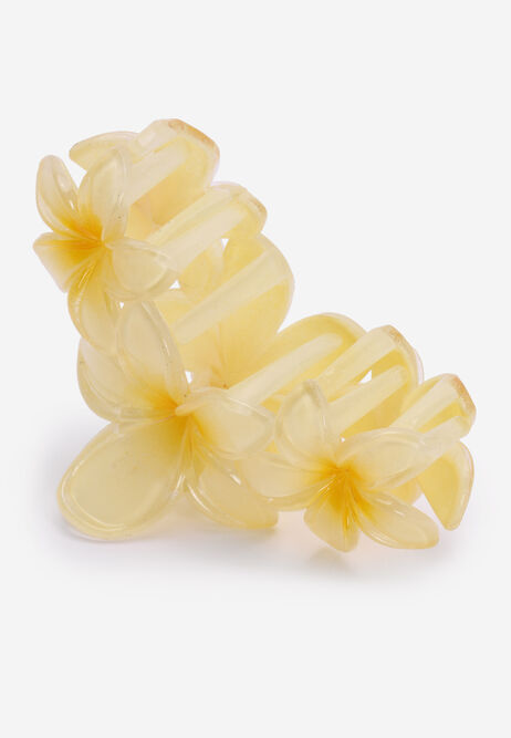 Womens Yellow Triple Tropical Flower Hair Clip