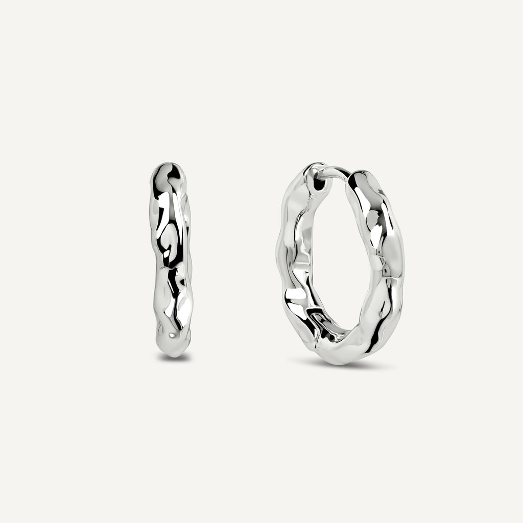 Hadley Lane - Silver Plated Hammer Hoop Earrings