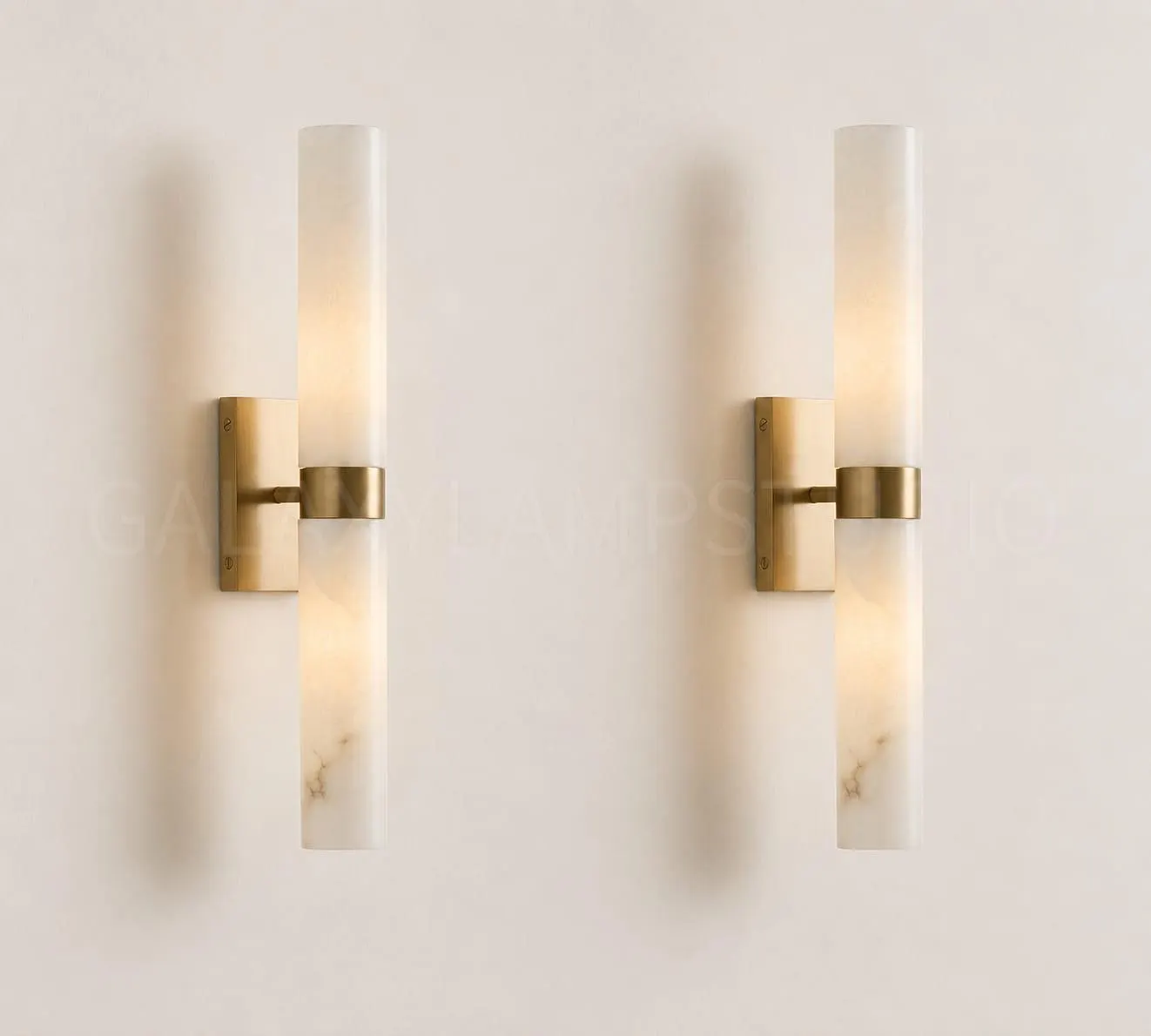 Alabaster Wall Sconces / Naturally Stone Marble Wall Light - Mid Century Italian Style Modern, Brass Fixture Lighting