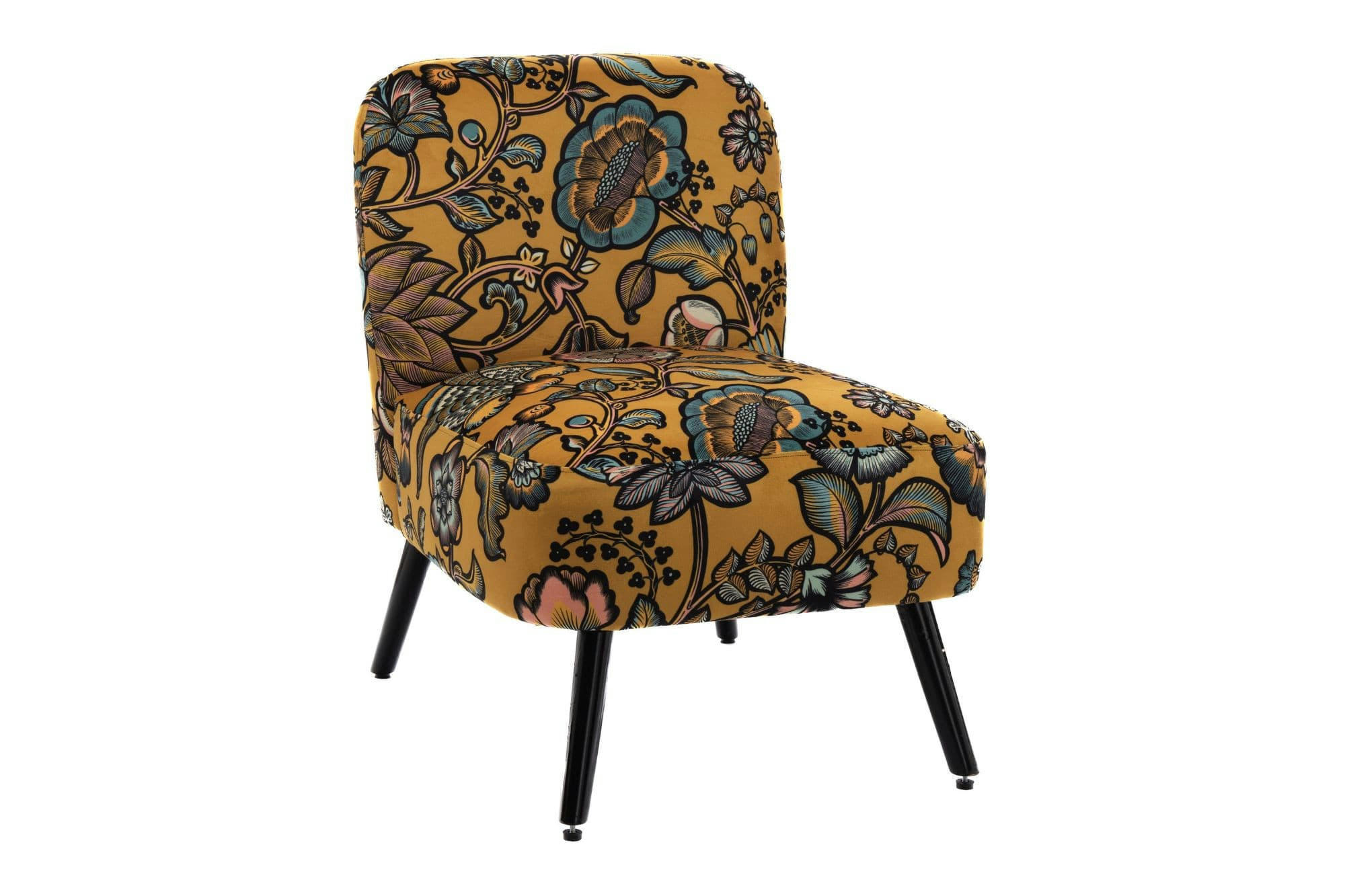 INDIA - Fauteuil trendy en velours et pieds noirs