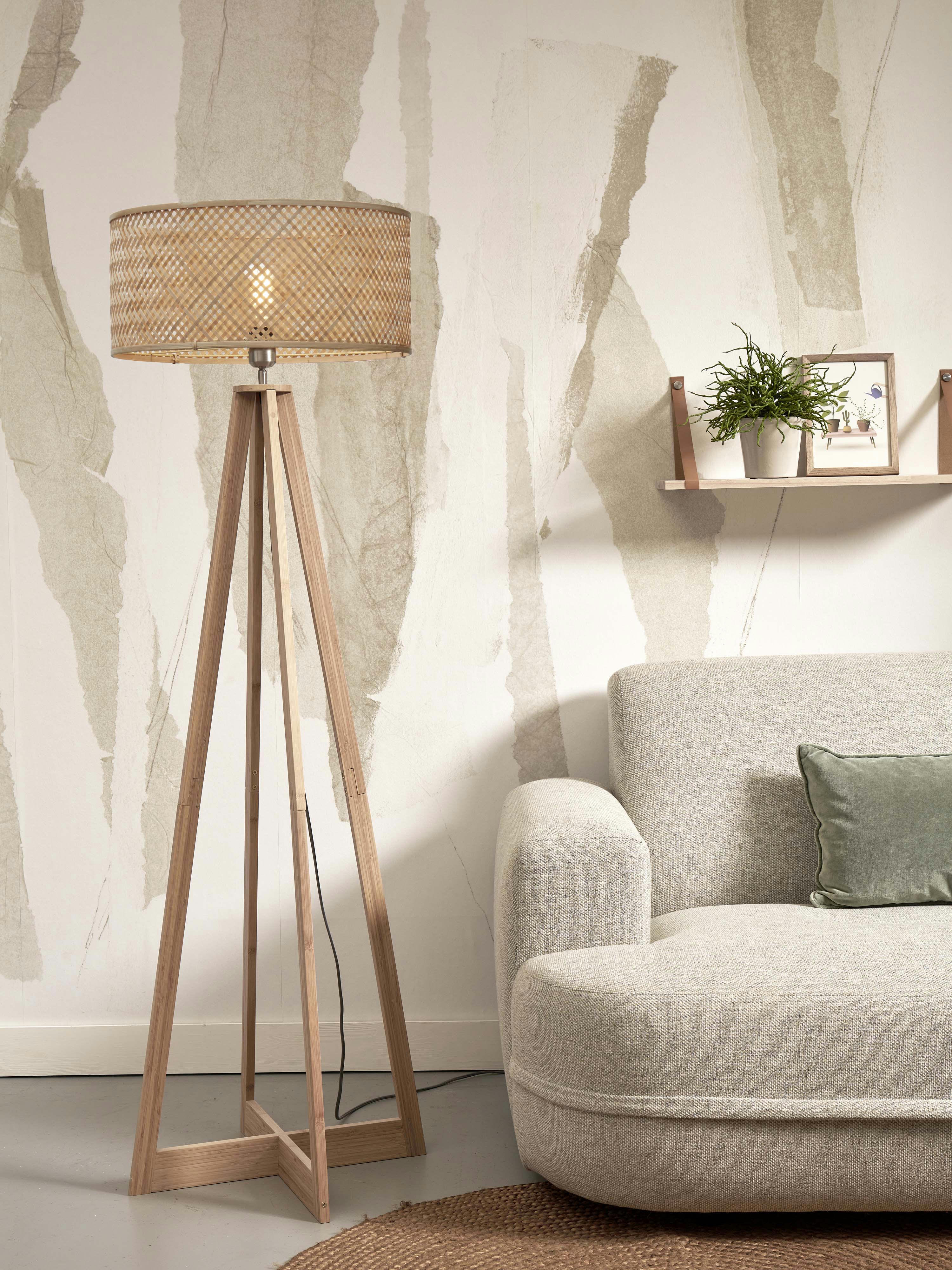 JAVA - Lampadaire bambou abat-jour bambou naturel, h. 145cm