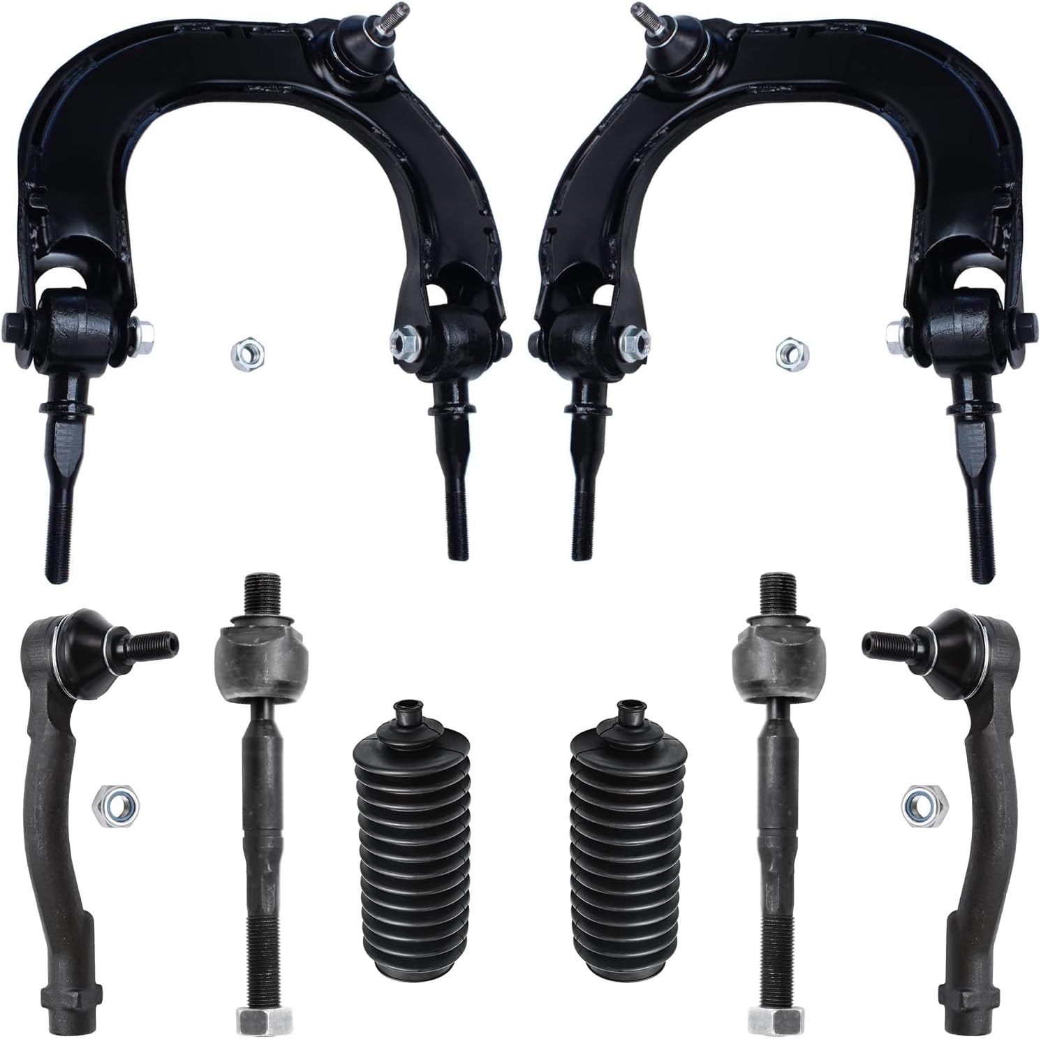 Detroit Axle - 8pc Front Control Arms Kit for 1999-2005 Hyundai Sonata 2001-2006 XG300 XG350 Kia Optima, 2 Upper Control Arms with Ball Joint 4 Inner Outer Tie Rod Ends 2 Boots Replacement