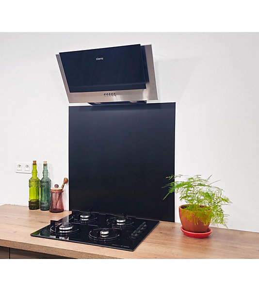 Crédence - Fond de hotte - Aluminium Anodisé Brossé Noir - H35cm x L130cm