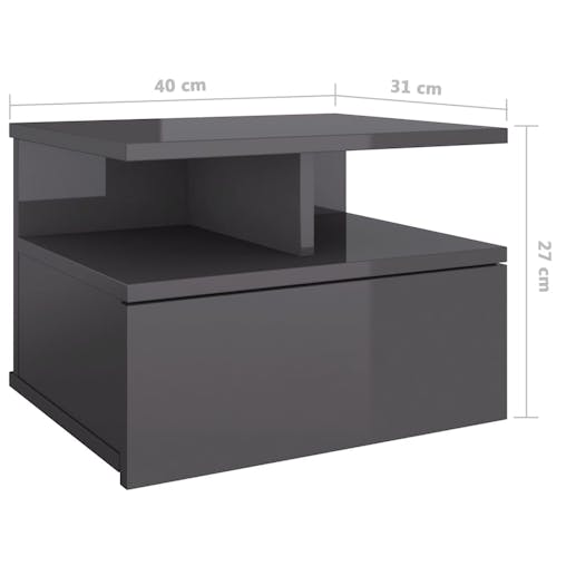 NNEVL Floating Nightstands 2 pcs High Gloss Grey 40x31x27 cm Chipboard