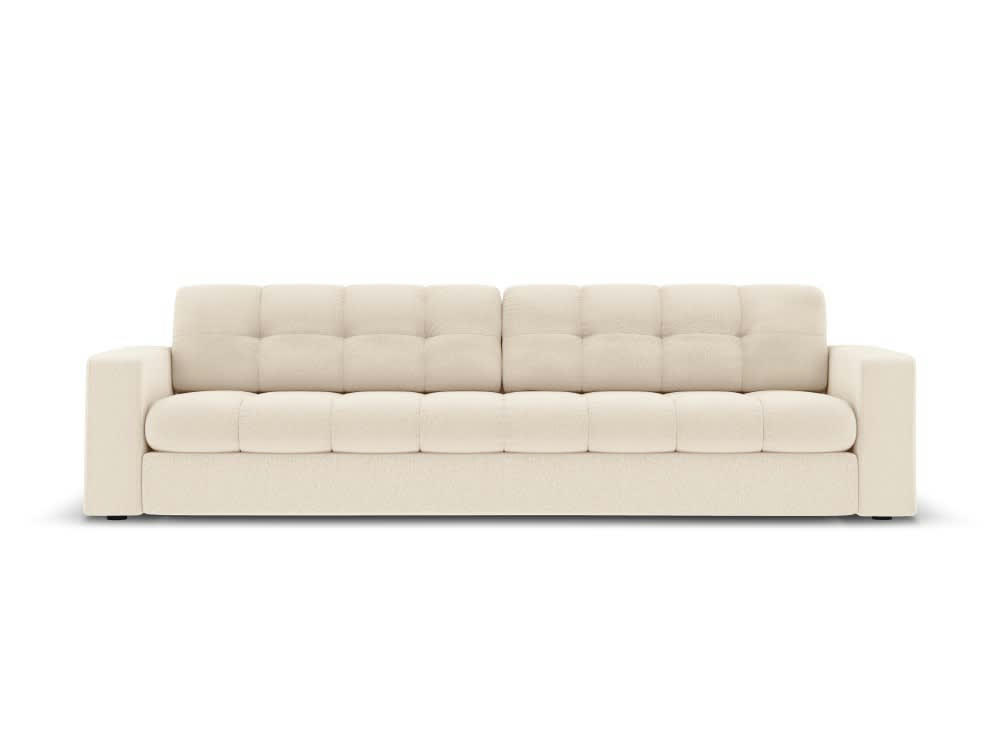 JUSTIN - Canapé 4 places en tissu structuré beige clair