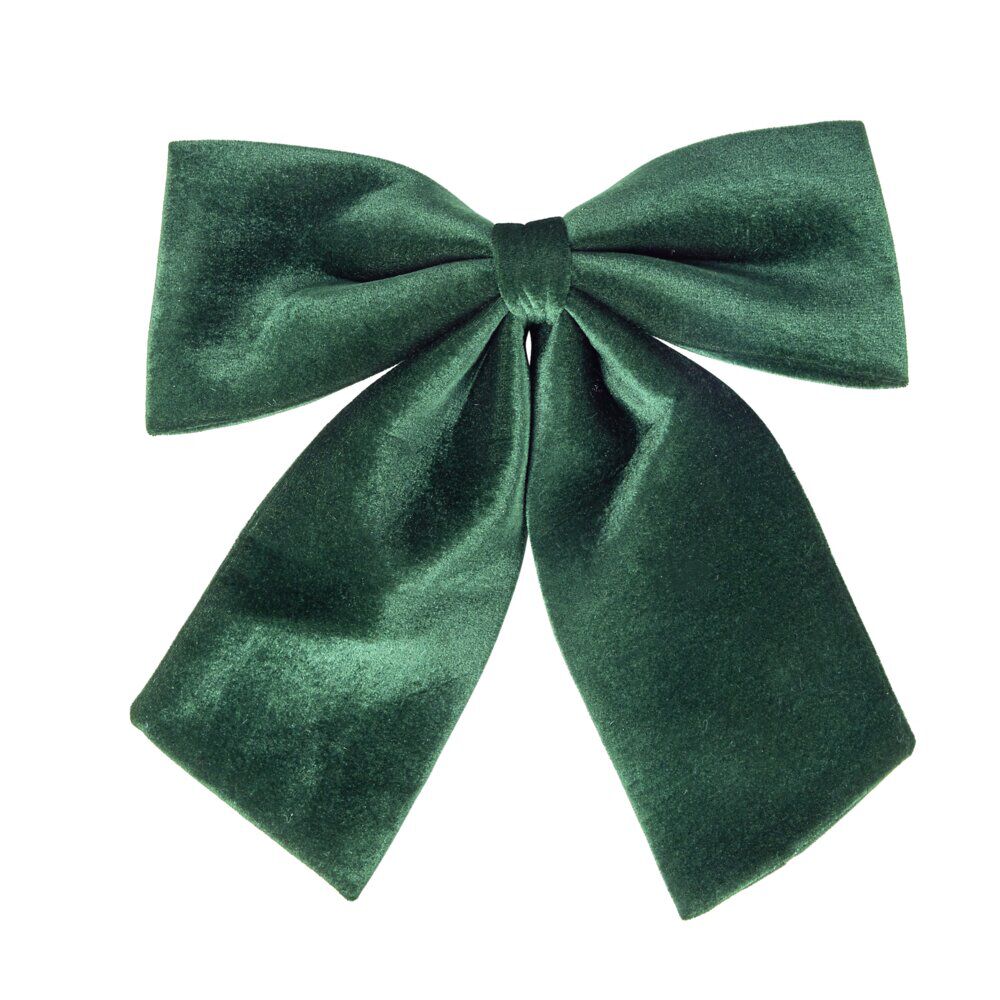 Noeud de No&euml;l velours vert sapin grand modèle 40x40cm
