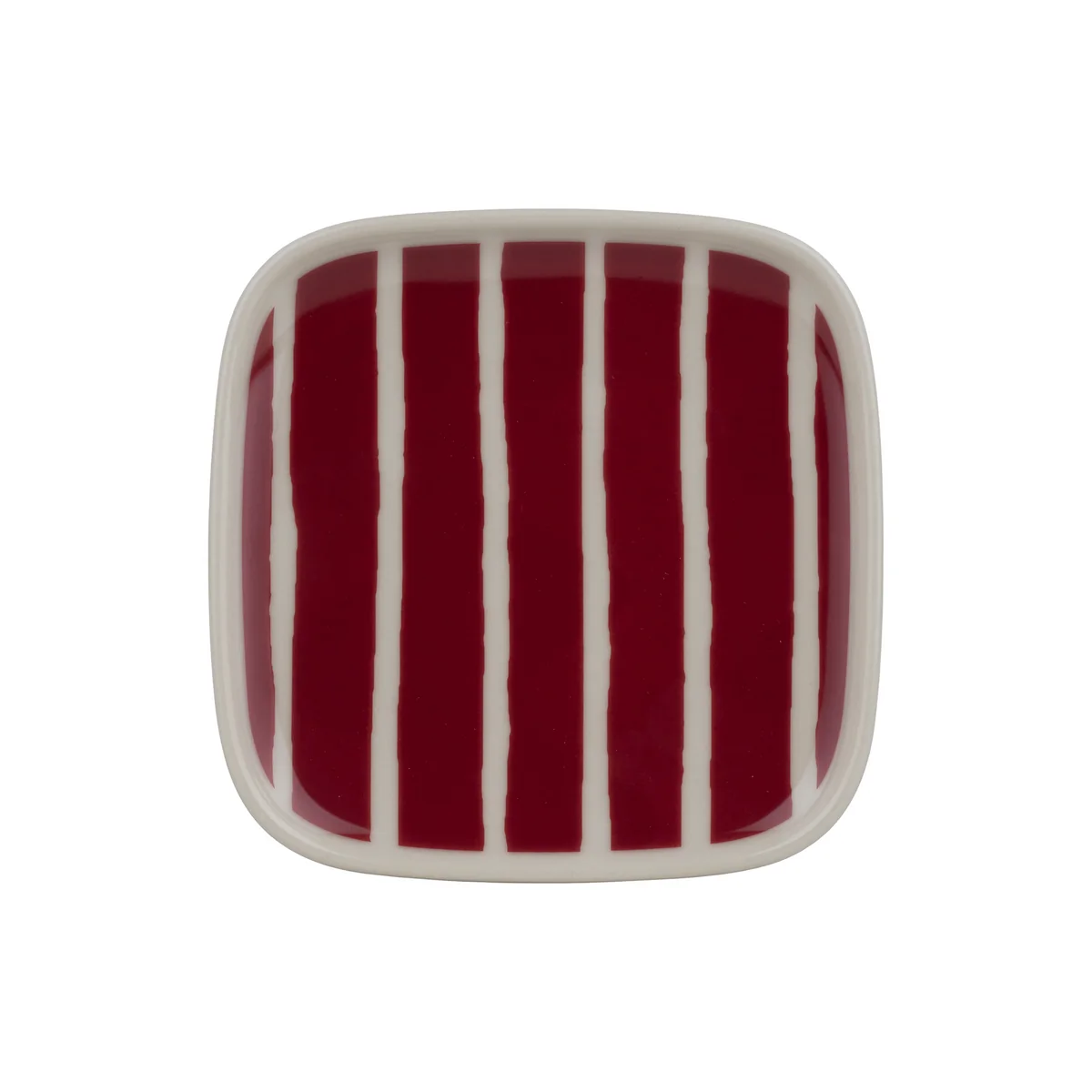 Marimekko - Piccolo Teller, 10 x 10 cm, natur / burgundy
