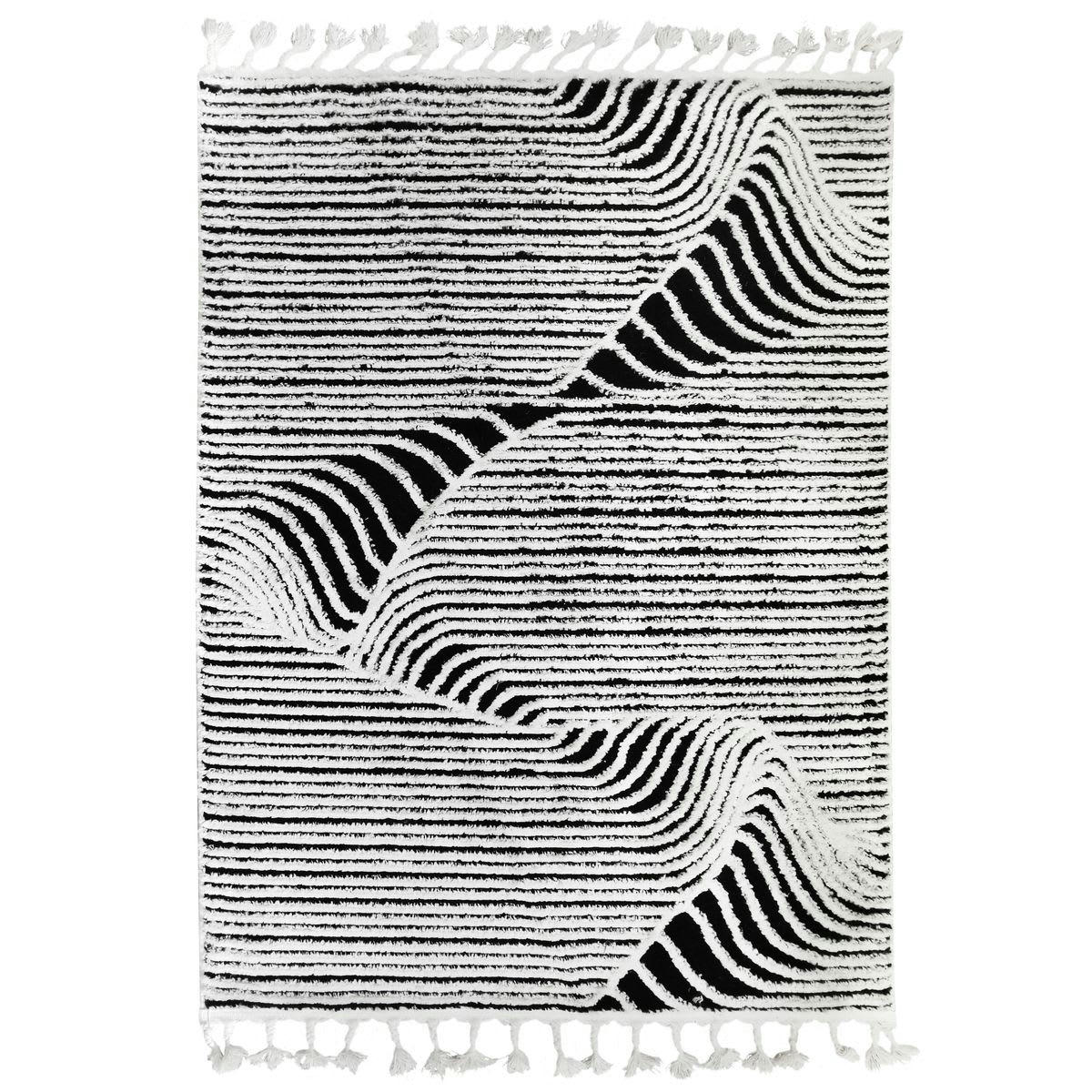 GRAPHICA - Tapis effet relief motifs montagnes blanc noir 160x230